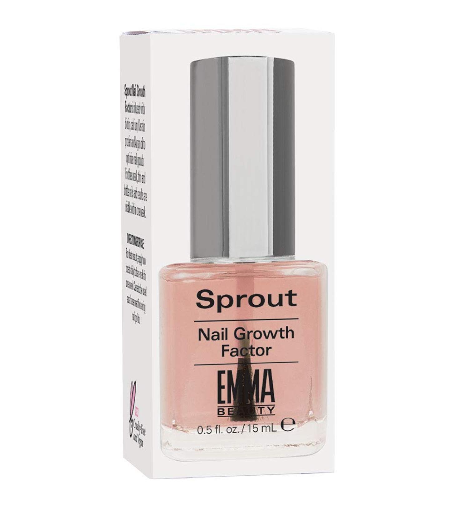 EMMA Beauty Sprout Nail Growth Factor, Clear Nail Polish Base Coat, 12+ Free Formula, 100% Vegan & Cruelty-Free, 0.5 fl. oz.