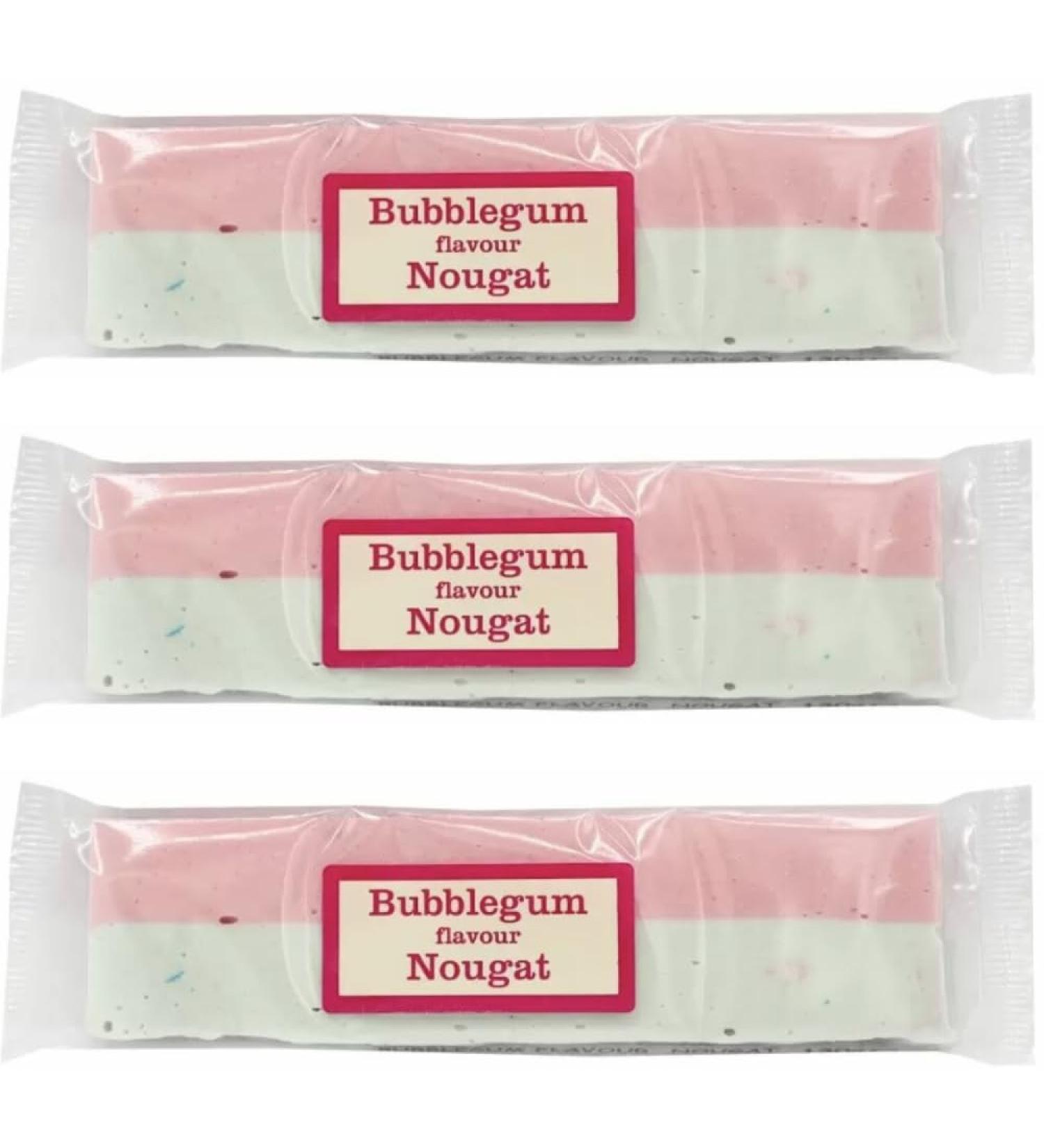 Bubblegum Flavored Nougat Bar - Pack of 3 (130g Each) - Irresistible Chewy Delight!