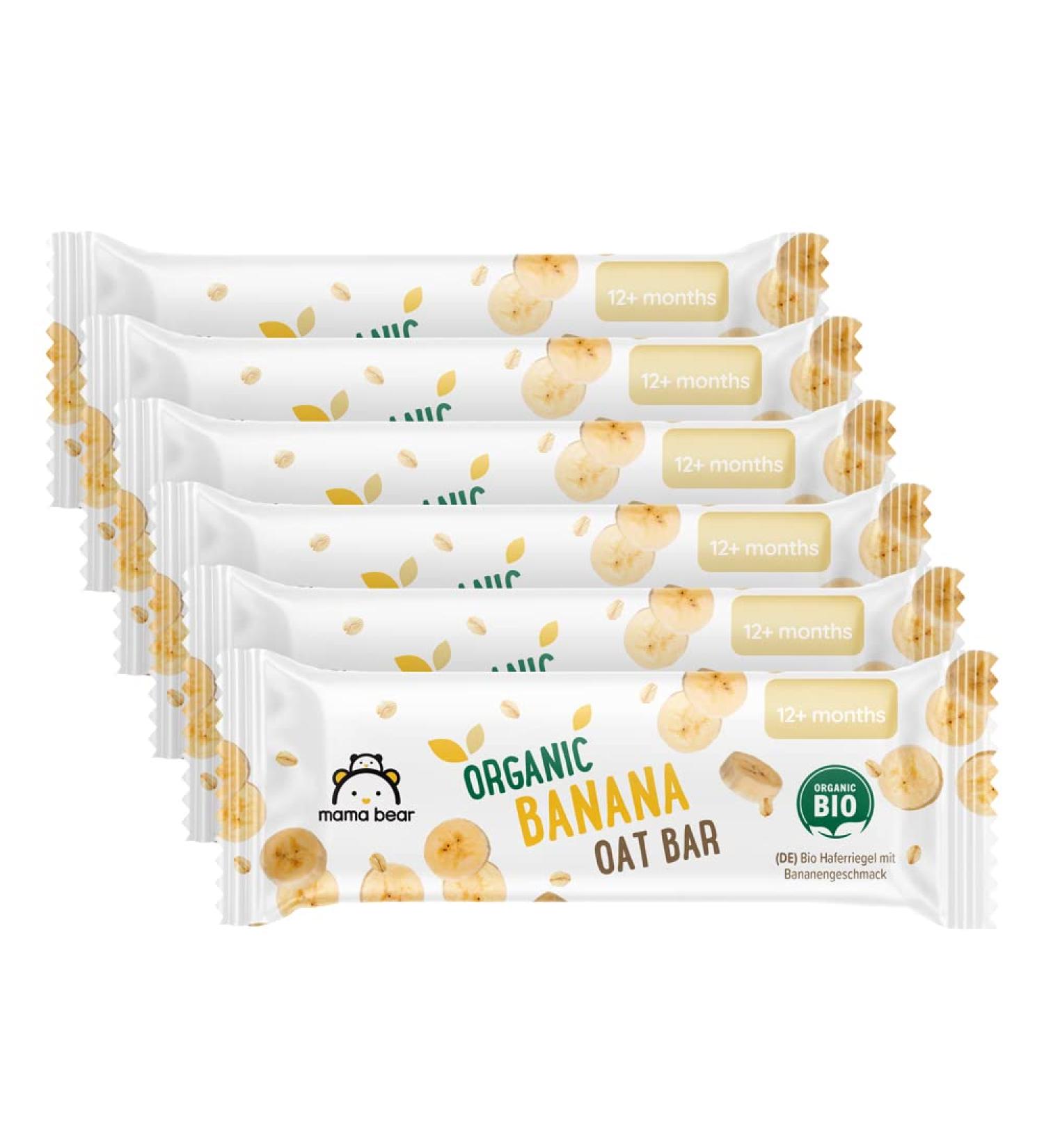 Mama Bear Organic Whole Grain Banana Flavored Oat Bars - 20g Pack of 6 | Premium International Shipping - Buy Online on GoSupps.com