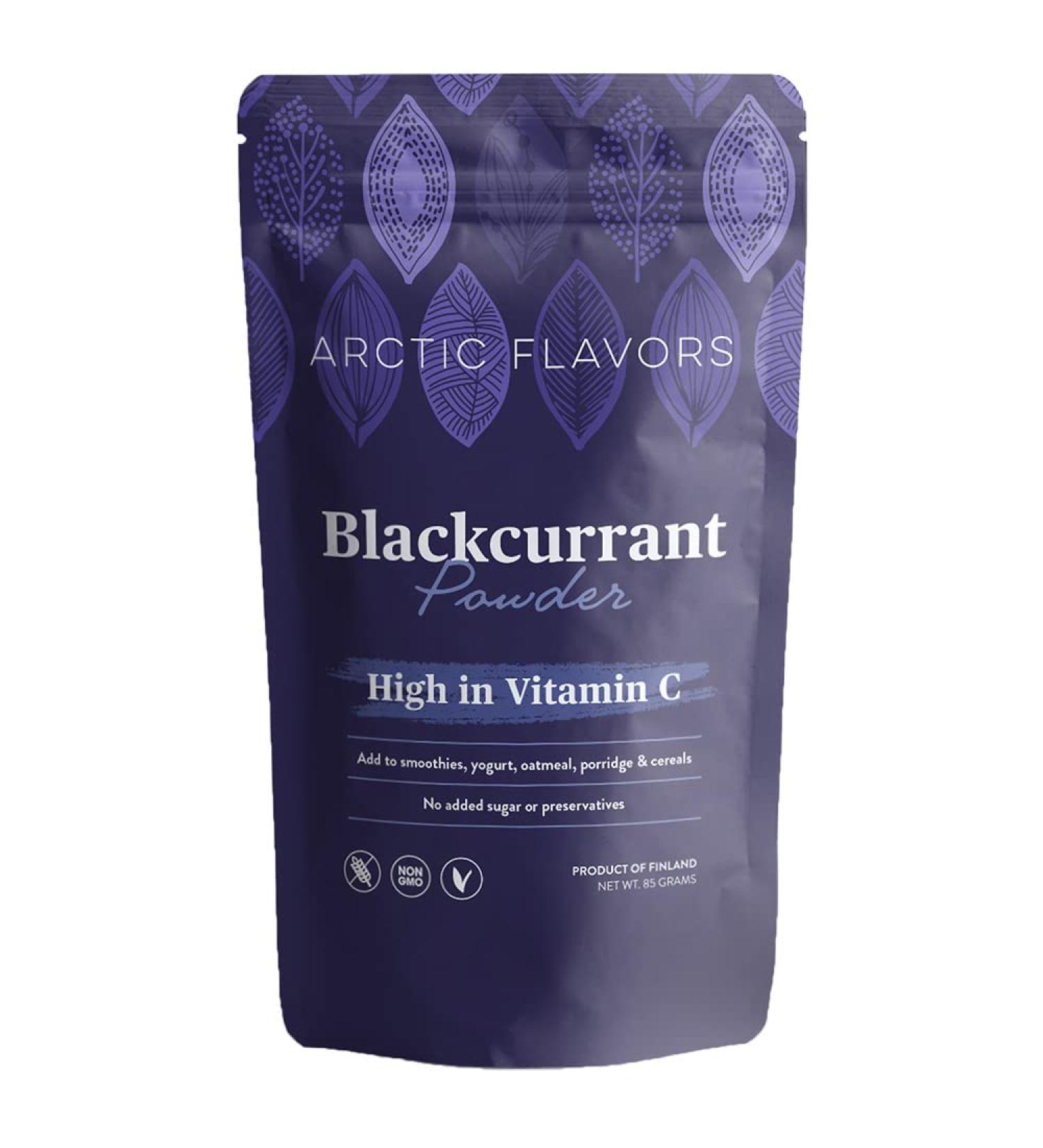 Arctic Flavors Blackcurrant Powder 100% Sustainably Sourced Whole Blackcurrants from the Pure Nature of Finland High in Antioxidants and Vitamin C All-natural Superfood 85g 3.0oz - Buy Online on GoSupps.com