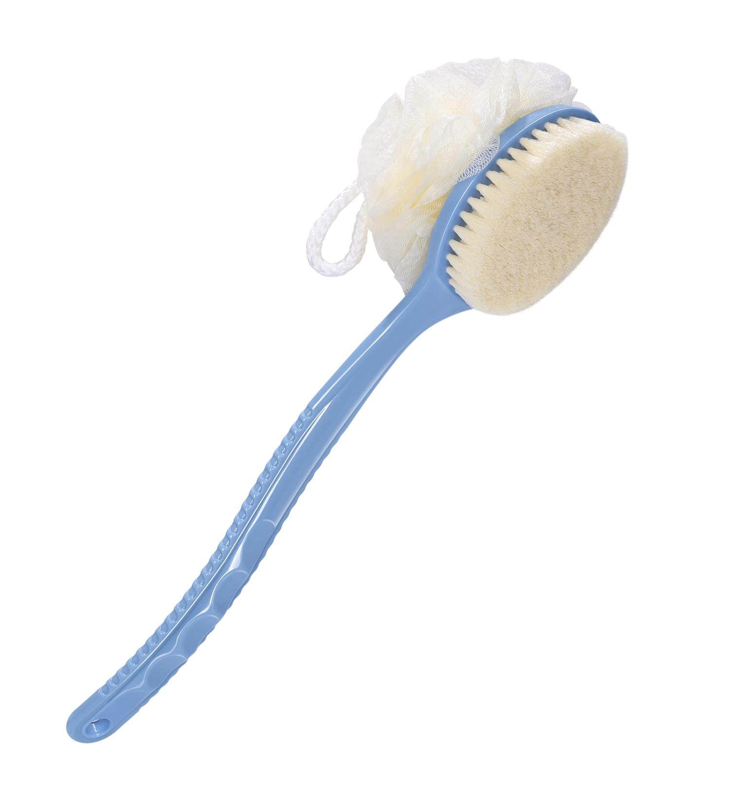SetSail Shower Body Brush with Bristles and Loofah - Long Handle Back Scrubber for Men and Women - Exfoliating Shower Brush for Skin Massage - Buy Online on GoSupps.com