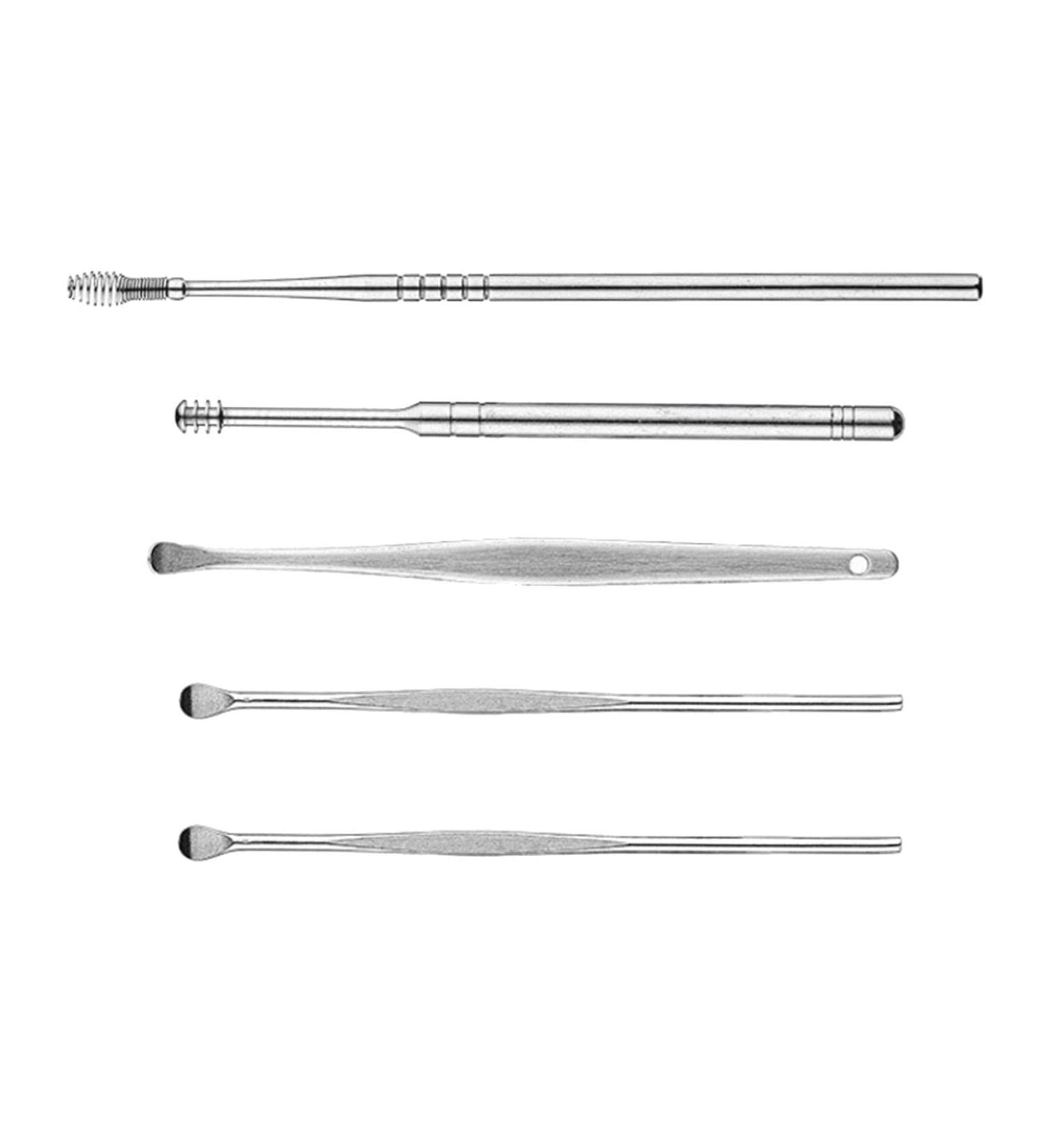 5Pcs Stainless Steel Earwax Remover Tool Set | Easy-to-Use Ear Cleaning Kit for Home | Portable Ear Spoon Cleaner for Ear Canal - Buy Online on GoSupps.com