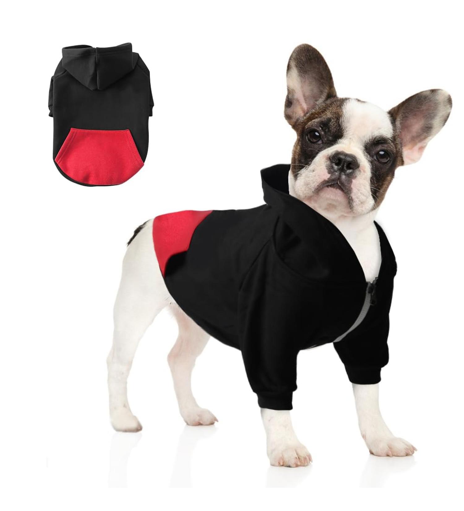 Meioro Dog Hoodies - Warm Zipper Pet Clothes for Small Dogs - Cute Black Hoodie (S) - Buy Online on GoSupps.com