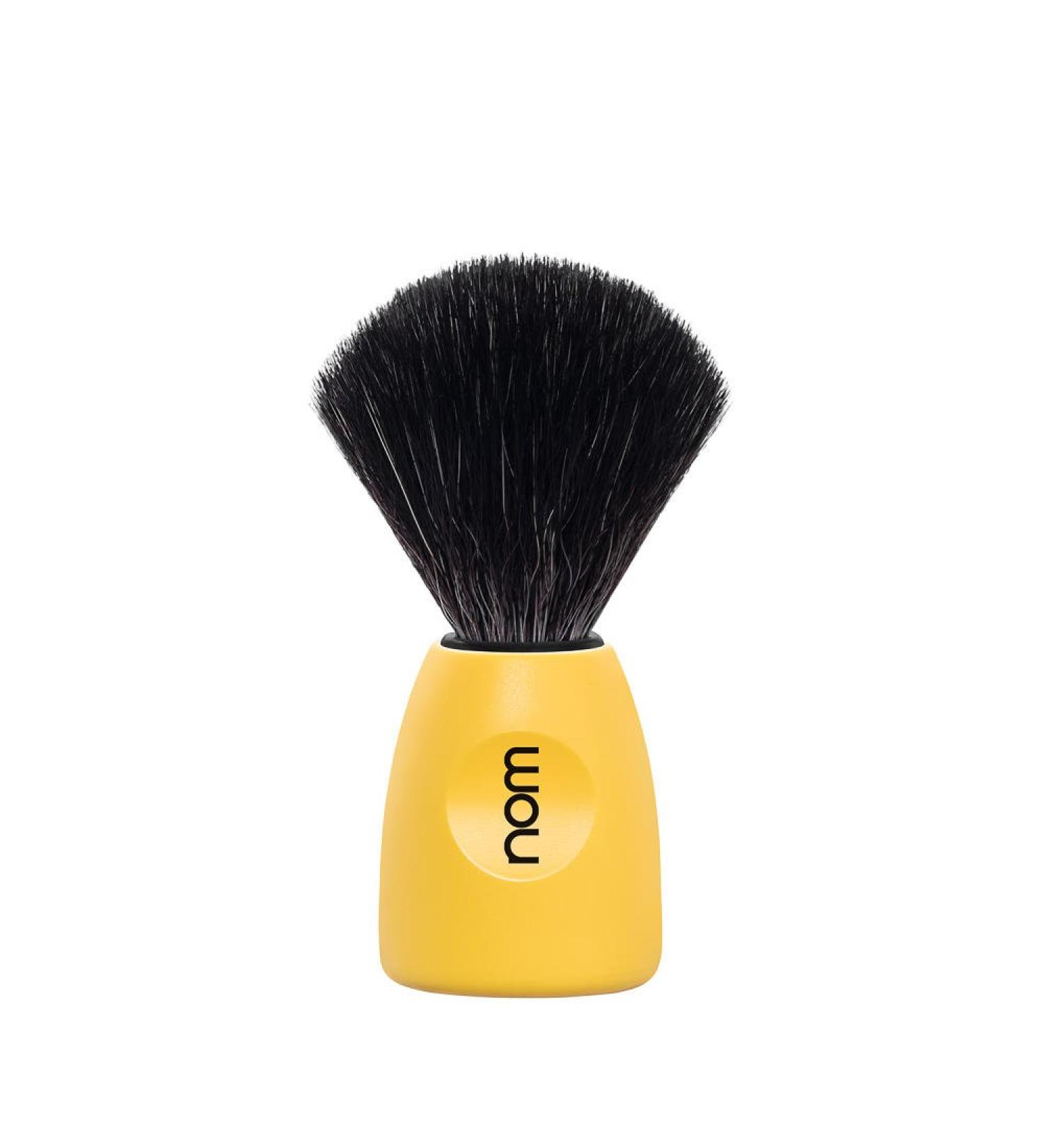 nom - Shaving brush - LASSE series - Synthetic fibre Black Fibre - Plastic lemon