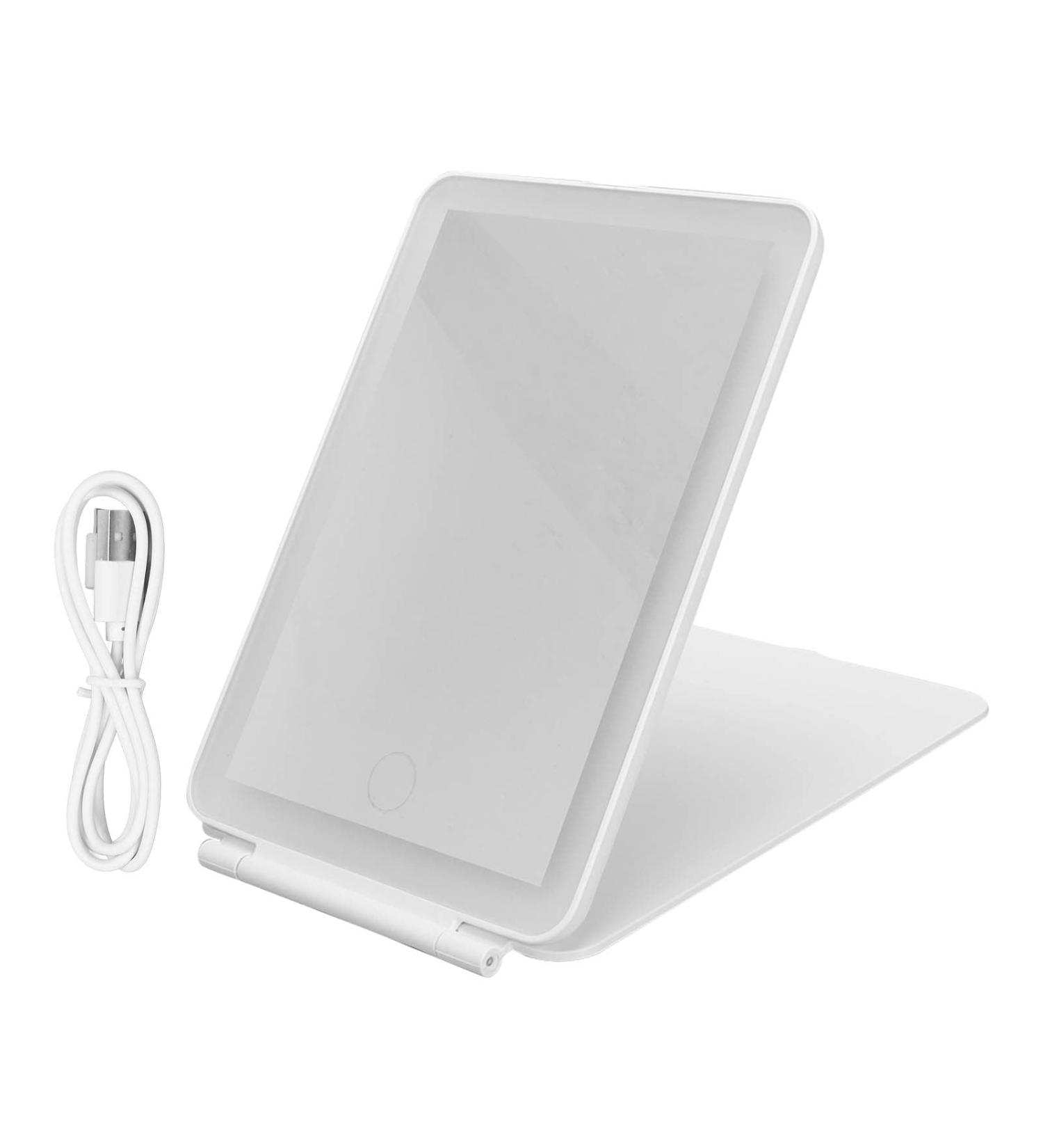 LED Lighted Makeup Mirror Portable Vanity Mirror Stepless Dimming Rotation Touch Switch Rechargeable Mirror 3 Light Colors Desktop Cosmetic Light Up Mirror for Home Use(White) - Buy Online on GoSupps.com