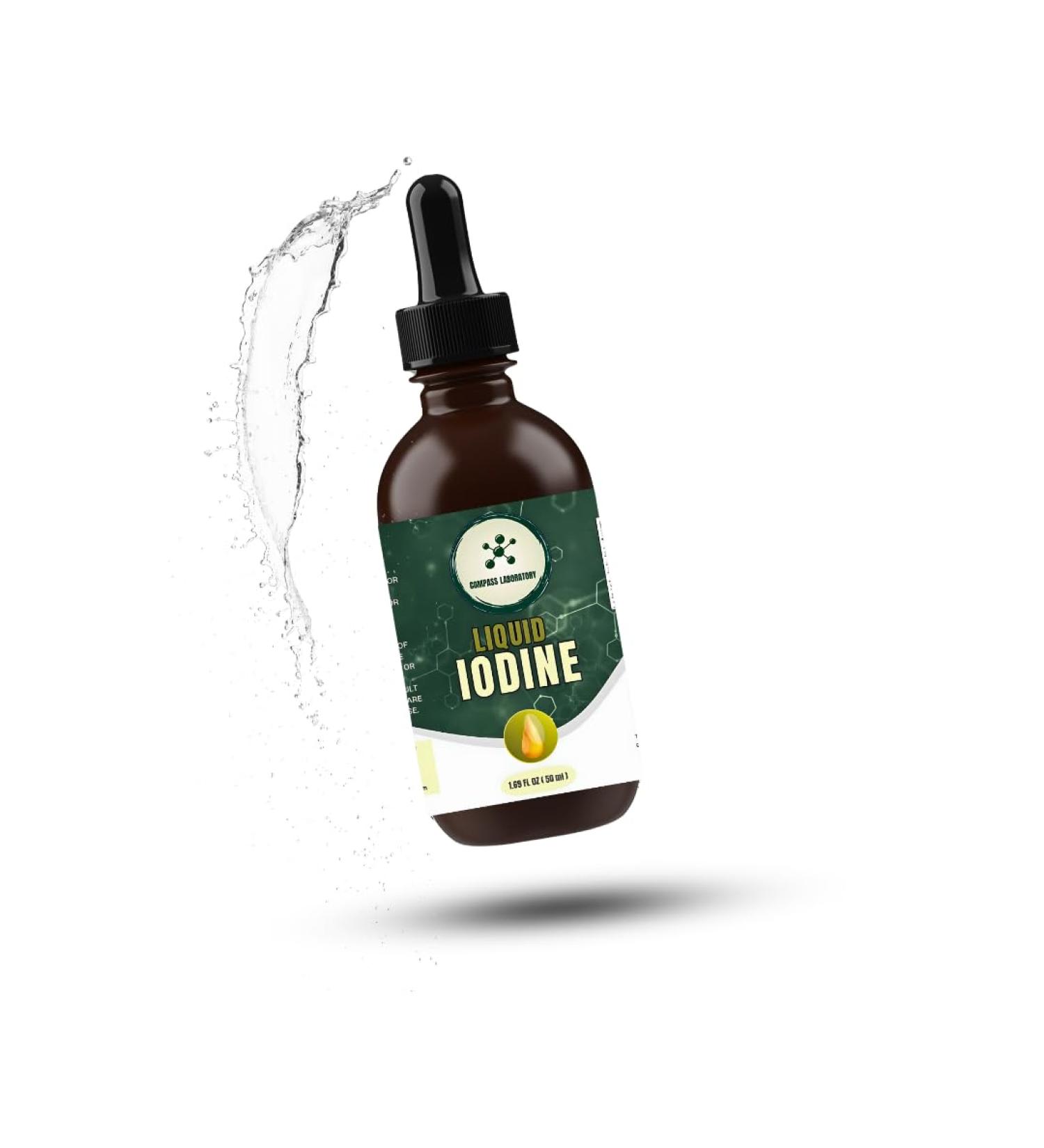 Compass Laboratory Iodine Liquid Drops | Clear & Colorless Liquid | 50ml - 250mcg/Serving | High-Purity Dietary Supplement - Buy Online on GoSupps.com