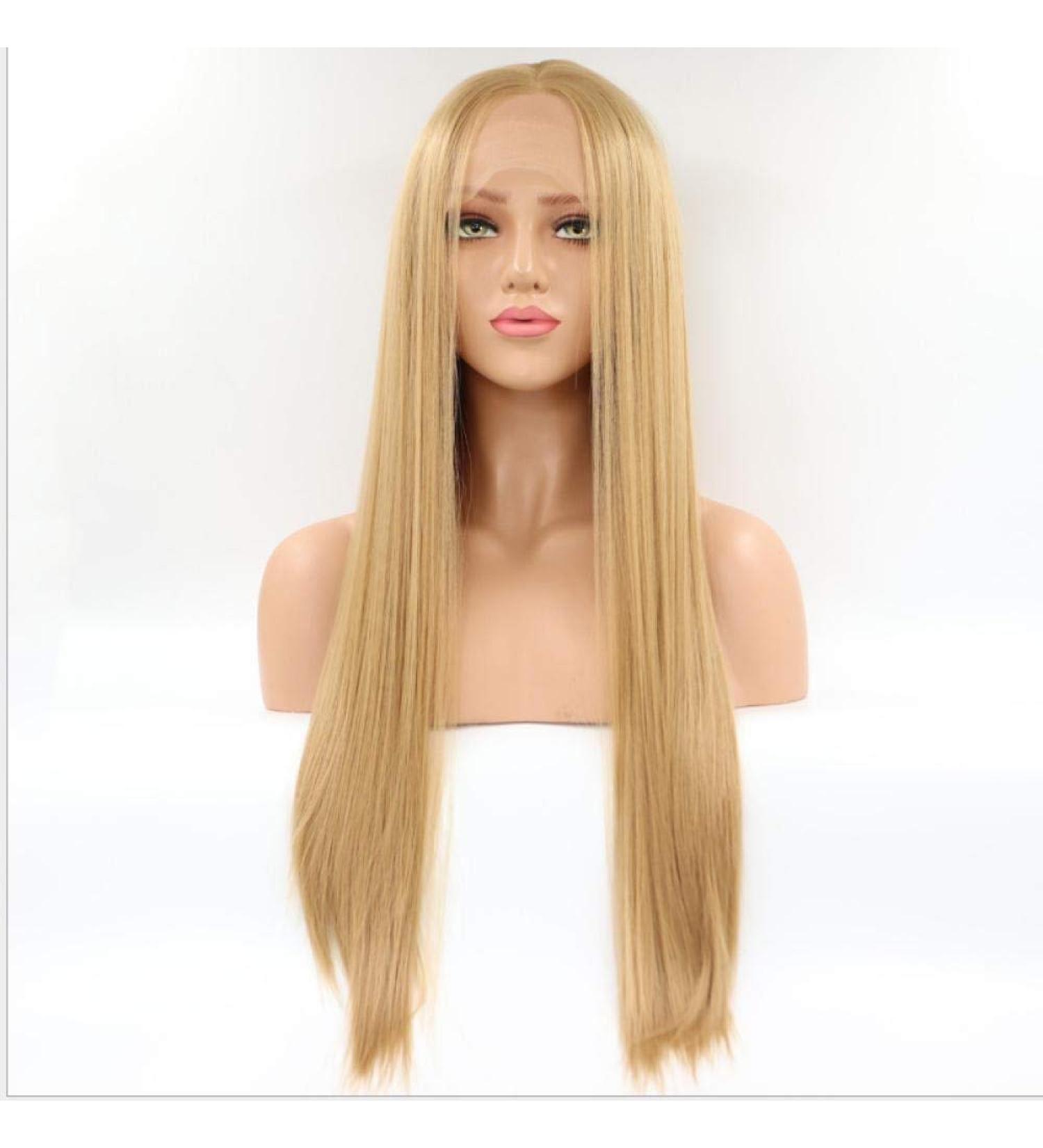 BGHJUE African Yellow Long Straight Synthetic Lace Front Wig - Soft Heat-Resistant Hair for Black Women - Buy Online on GoSupps.com
