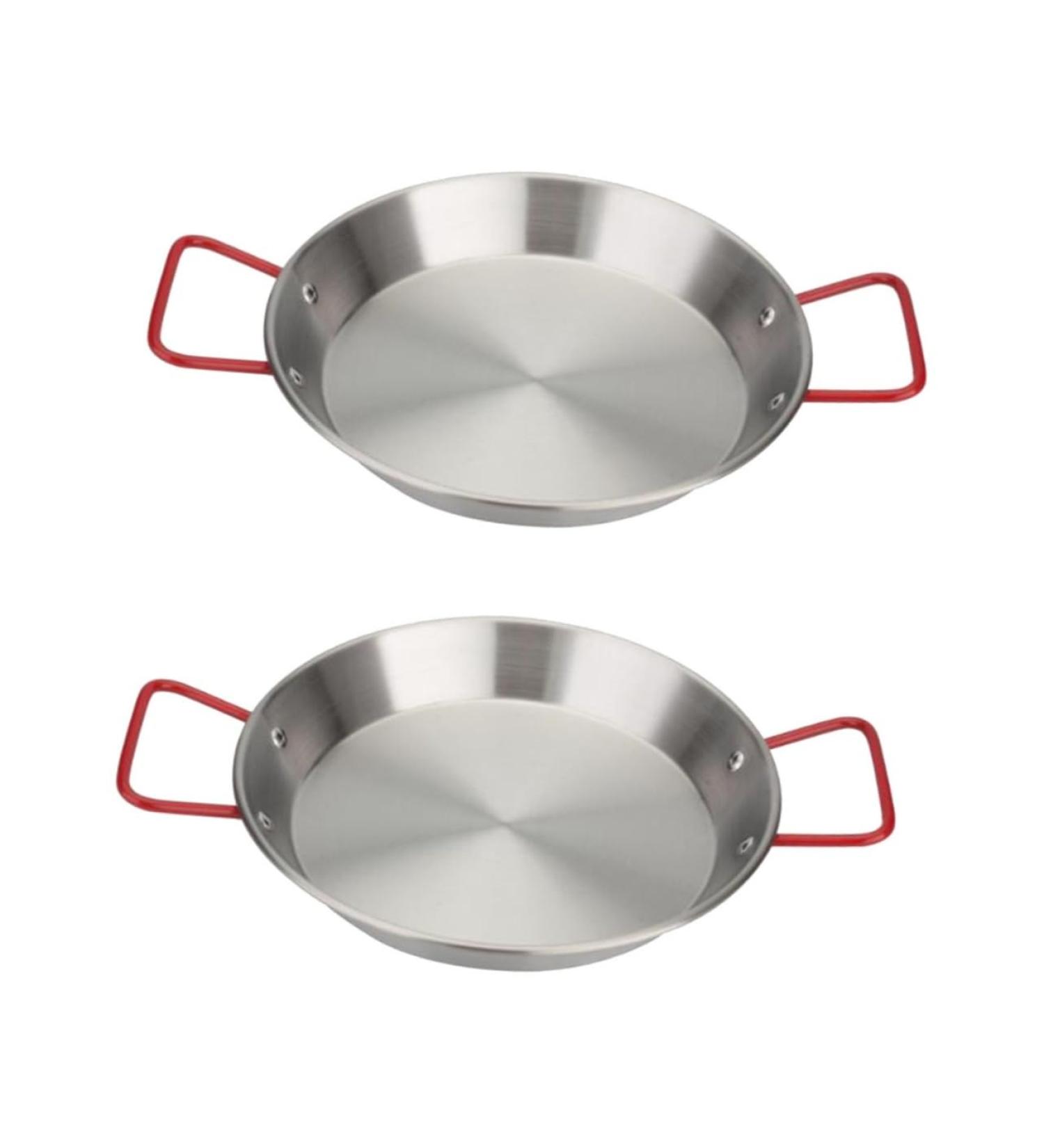 Alipis 2pcs Non-Stick Paella Pan Baking Dish with Lid Stainless Steel Skillet Frying Pan with Egg Pasta Kitchen Gadget Chinese Wok Pan Steel Cook Pan Mini Wok Fried Chicken Plate Outdoor 20*16CMx2pcs Silverx2pcs - Buy Online on GoSupps.com