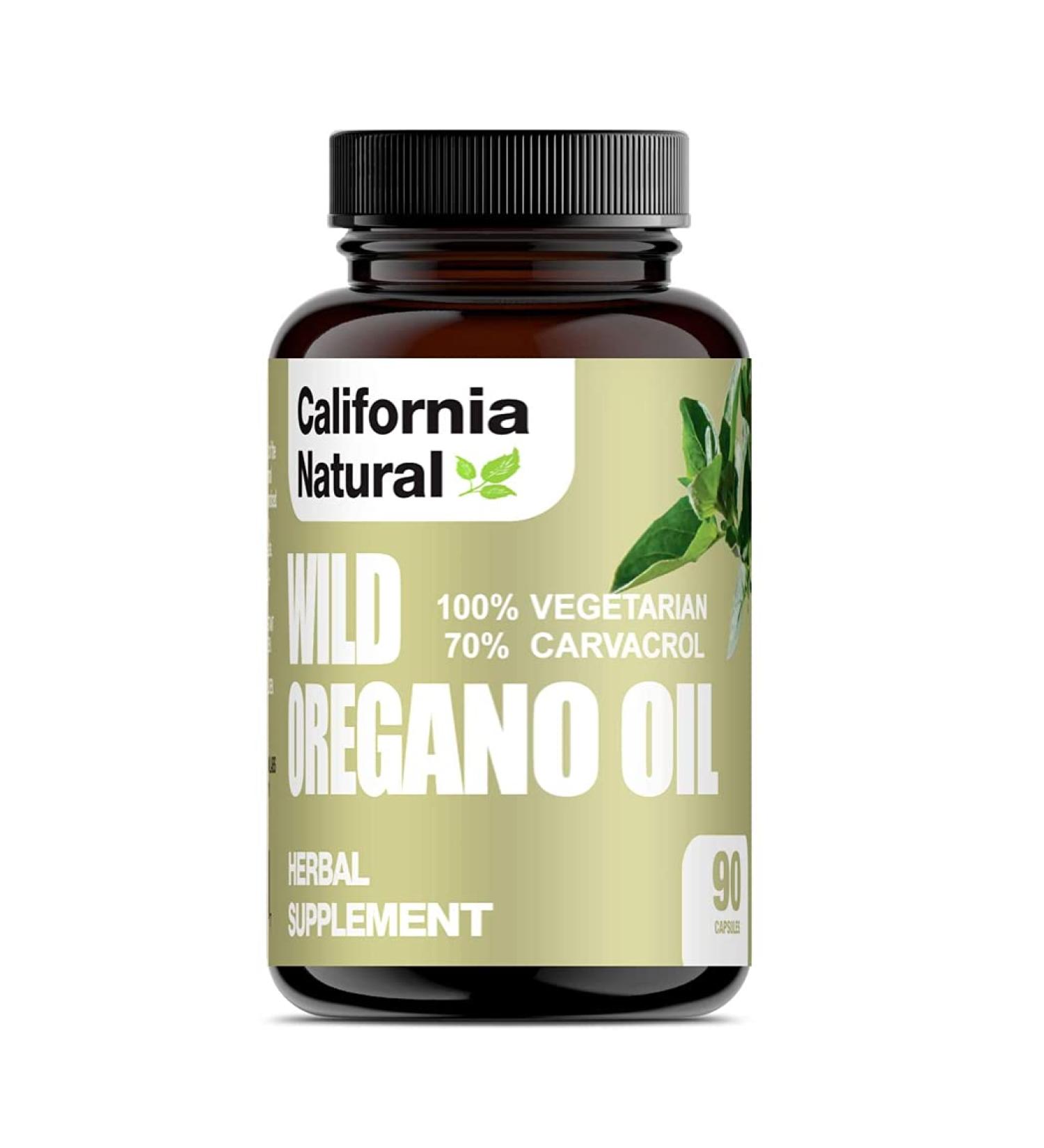 California Natural Wild Oregano Oil Vegetarian Soft Capsules - 100 Vegetarian Capsules, 70% Carvacrol - Immune & Digestive Support for Gut Health - Herbal 90 Count - Buy Online on GoSupps.com