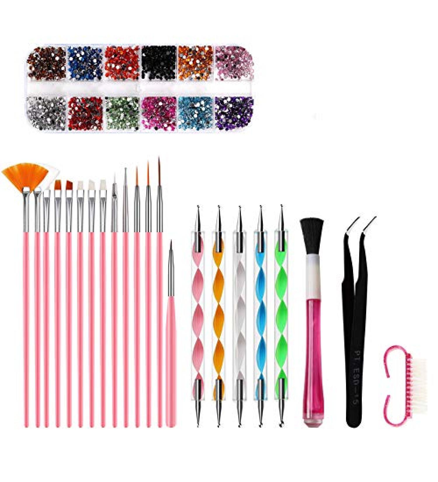jayzee 23 Piece Set Acrylic Nail Art Brush Set UV Gel Nail Polish Painting Brushes Dotting Pen Kit Manicure Clean Brush Tool - Buy Online on GoSupps.com