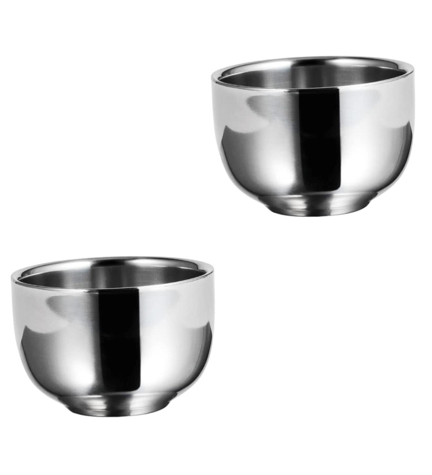Beavorty 2 STK Impact Bowl Tools for Men | Stainless Steel Shaving Soap Container | Rabbit Ears Bubble Bowl for Home Shaving | 7.3x5cm Silver - Buy Online on GoSupps.com