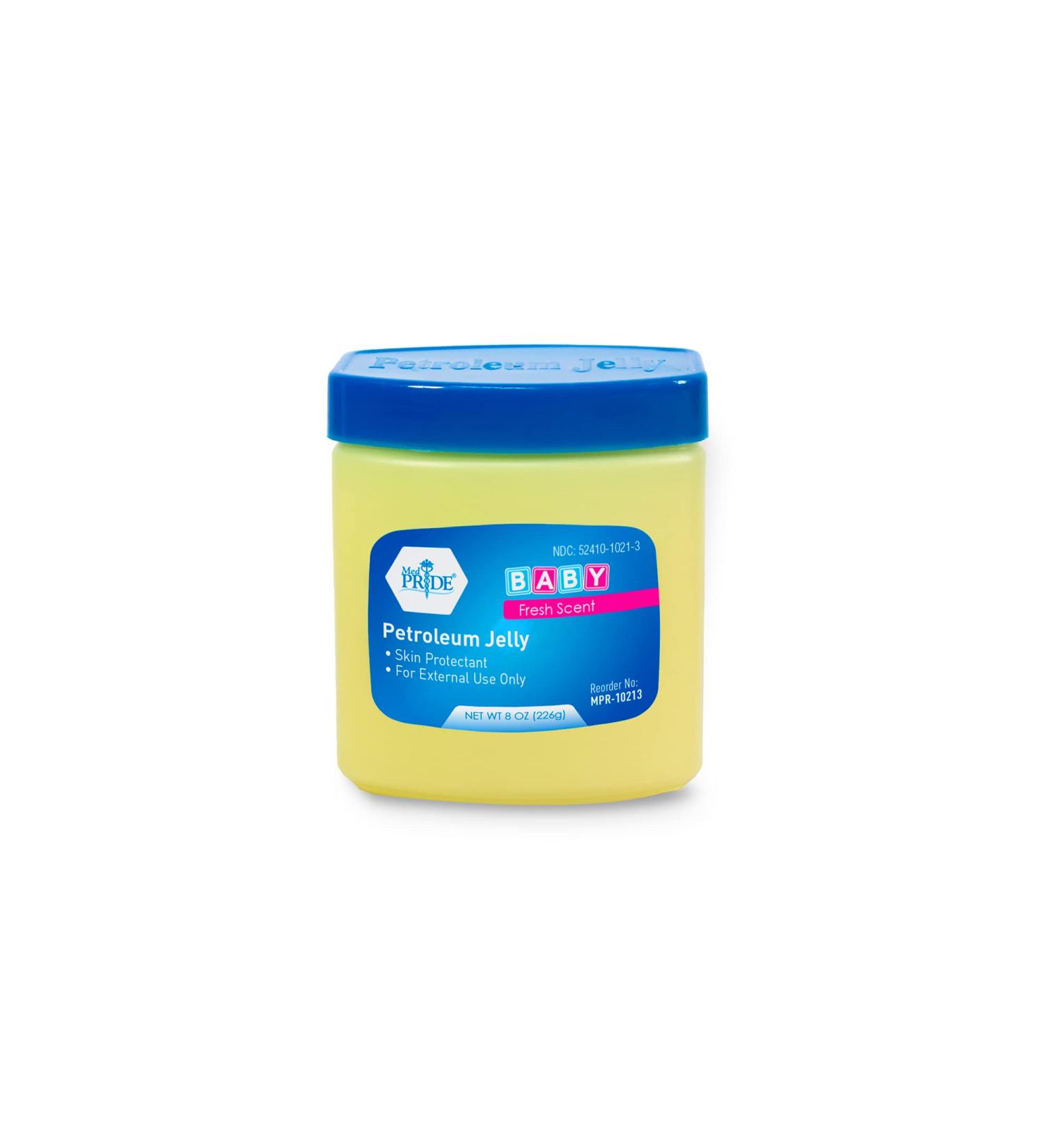 Med Pride Petroleum Jelly with Fresh Baby Scent - 8oz Skin Protectant for Dry Skin, Rashes, Burns & Wounds - Moisturizer for Lips, Hands, Skin & Diaper Rash - Buy Online on GoSupps.com