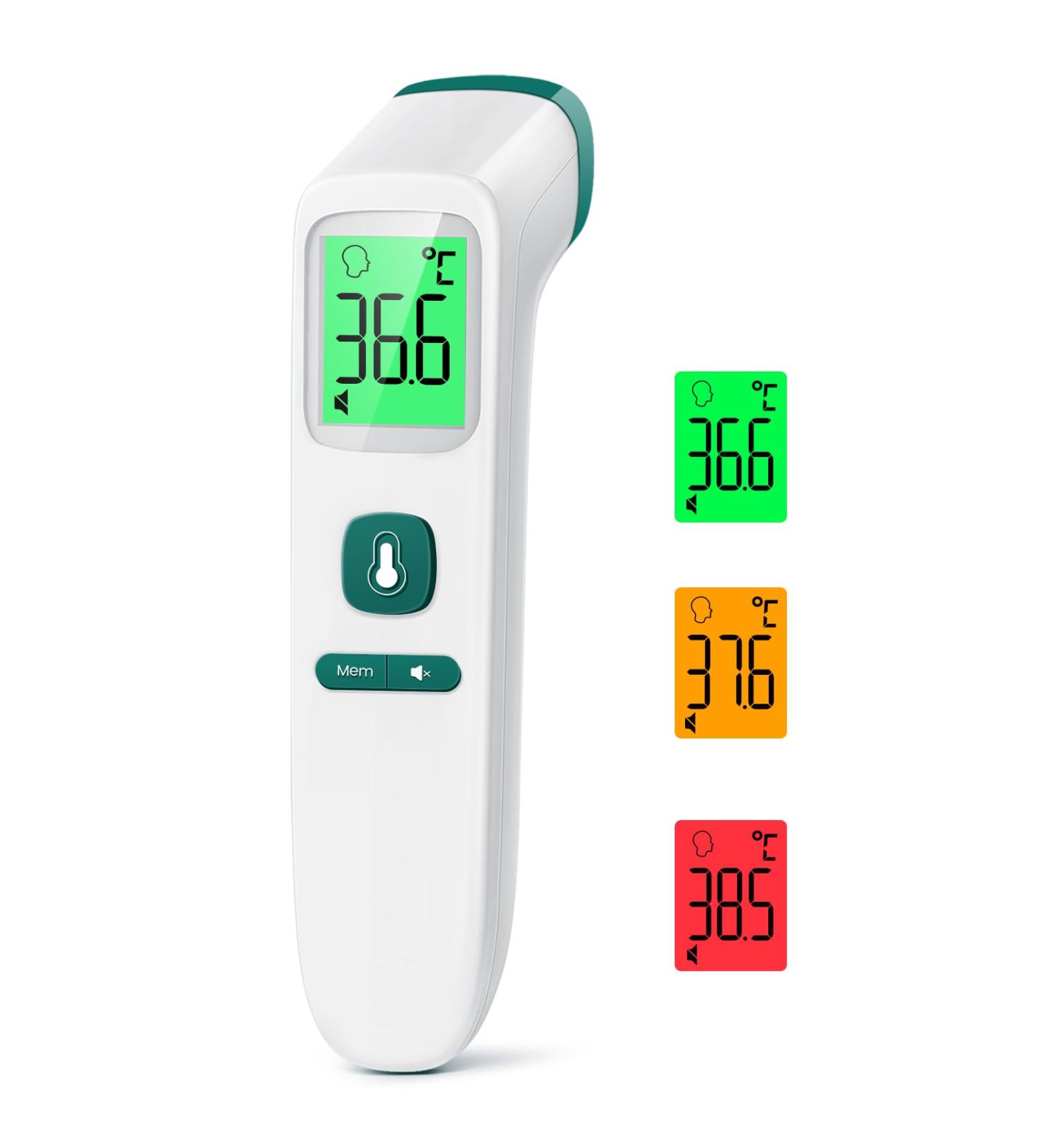 Buy Contactless Fieberthermometer | Digital Infrared Thermometer for Babies & Adults | Accurate Fever Measurement LCD Display & Memory Function - Green - Buy Online on GoSupps.com