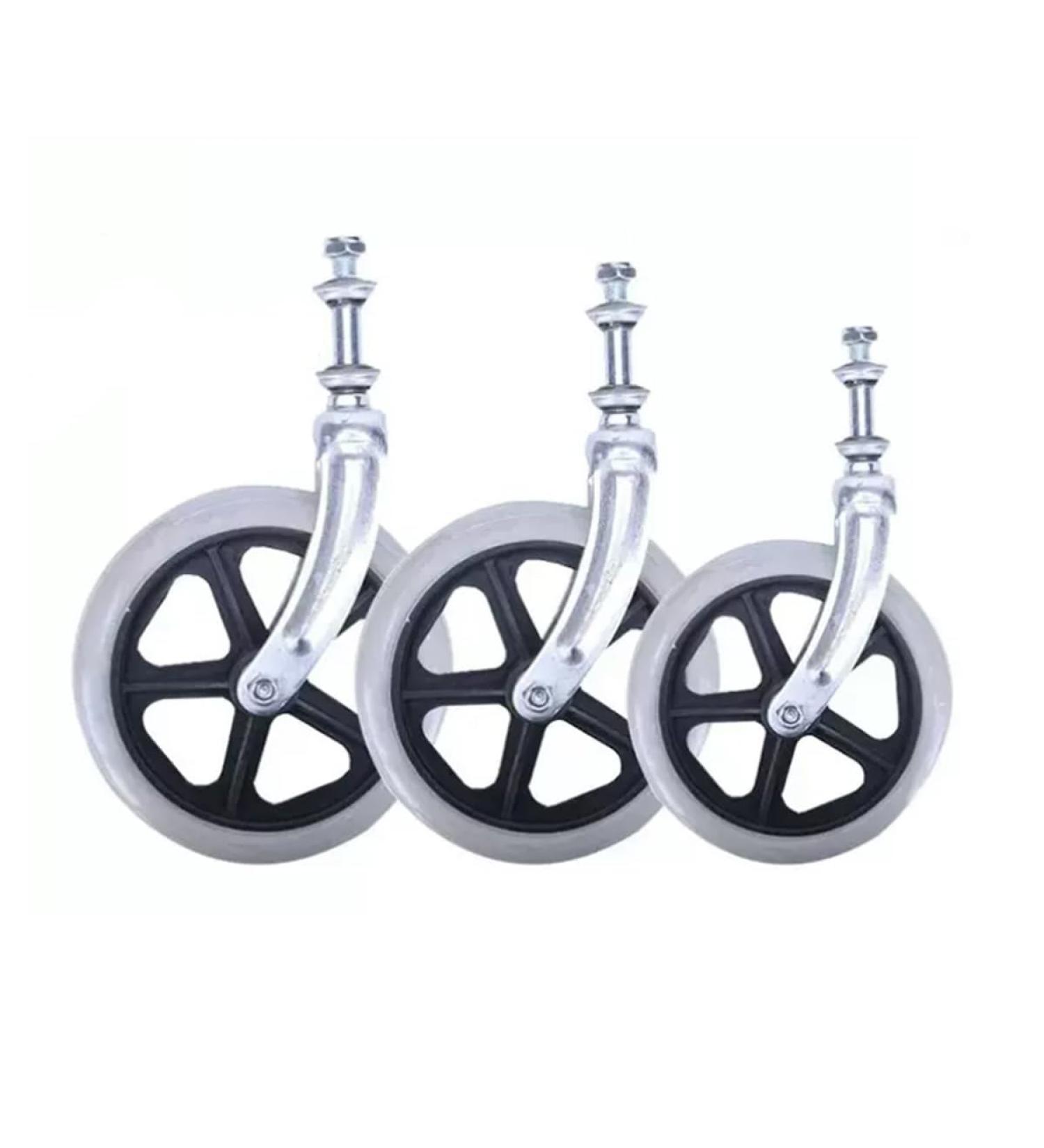 6in/7in/8in Wheelchair Caster with Front Fork Grey Replacement Wheel Wheelchair Front Wheels Solid Wheel with Screws Casters Rollers Wheels 2 Pieces(6IN) - Buy Online on GoSupps.com