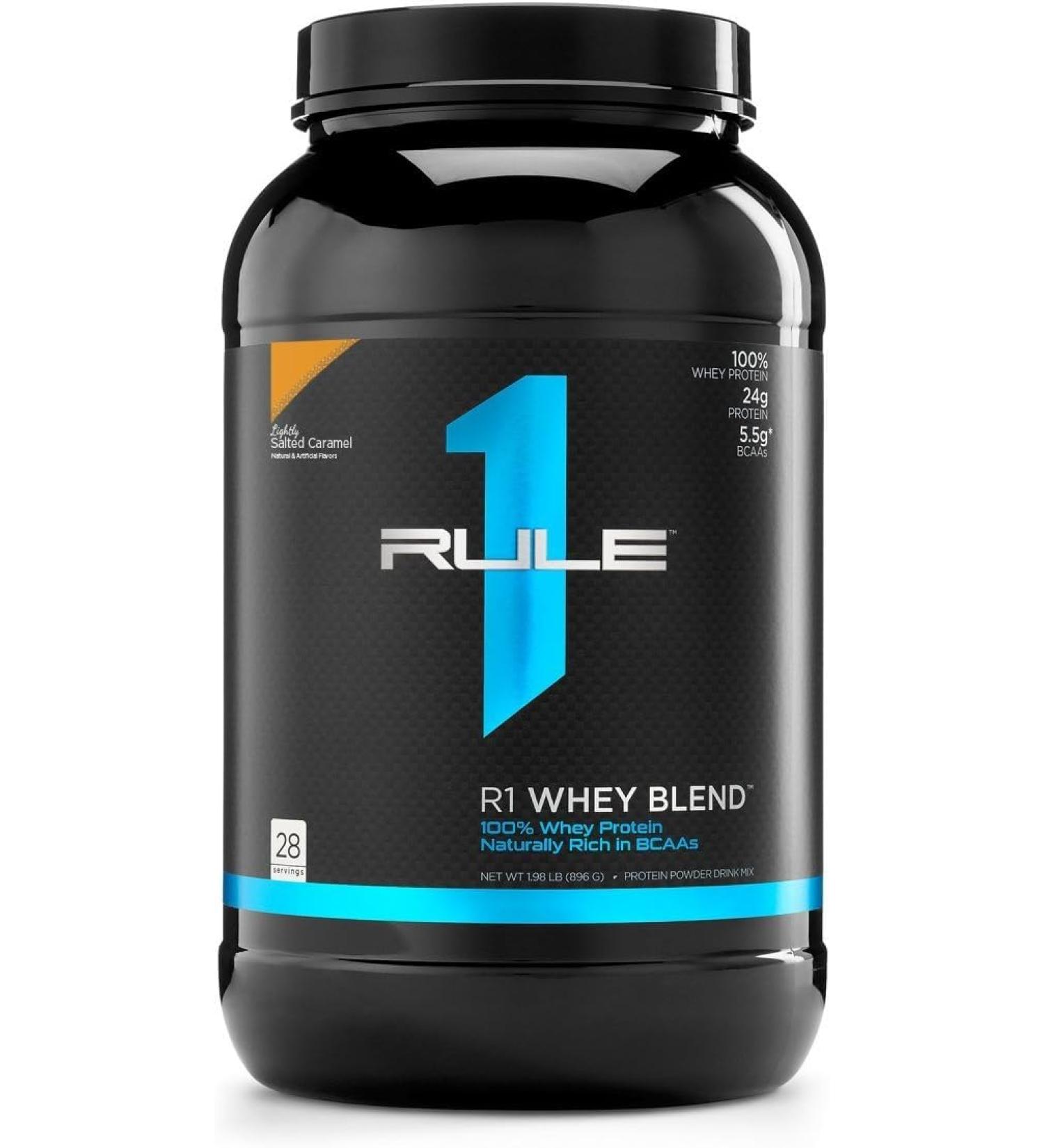 Rule 1 Whey Blend | 100% Whey Protein From Whey Concentrates Isolates & Hydrolysates | 24 Grams Protein 5 Grams BCAAs & 4 Grams Glutamine Per Serving (2LB Lightly Salted Caramel) Lightly Salted Caramel 2LB - Buy Online on GoSupps.com