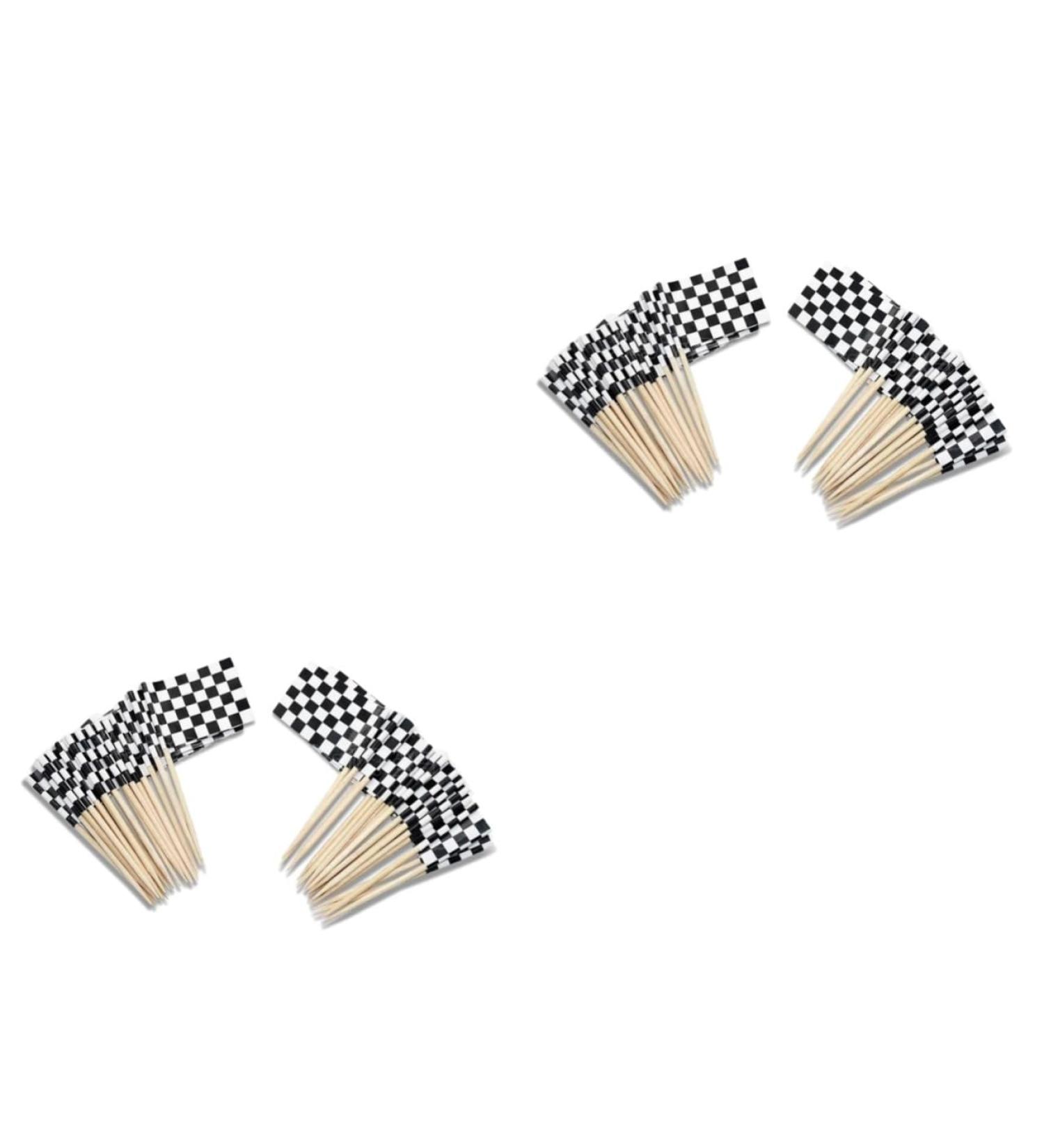 HOMSFOU 400 Pcs Mini Checkered Picks Mini Racing Flag Picks Racing Flags for Cakes Mini Checkered Topper Checkered Flag Picks Mini Cupcake Checkered Flag Toppers Toothpick Bamboo Dessert - Buy Online on GoSupps.com
