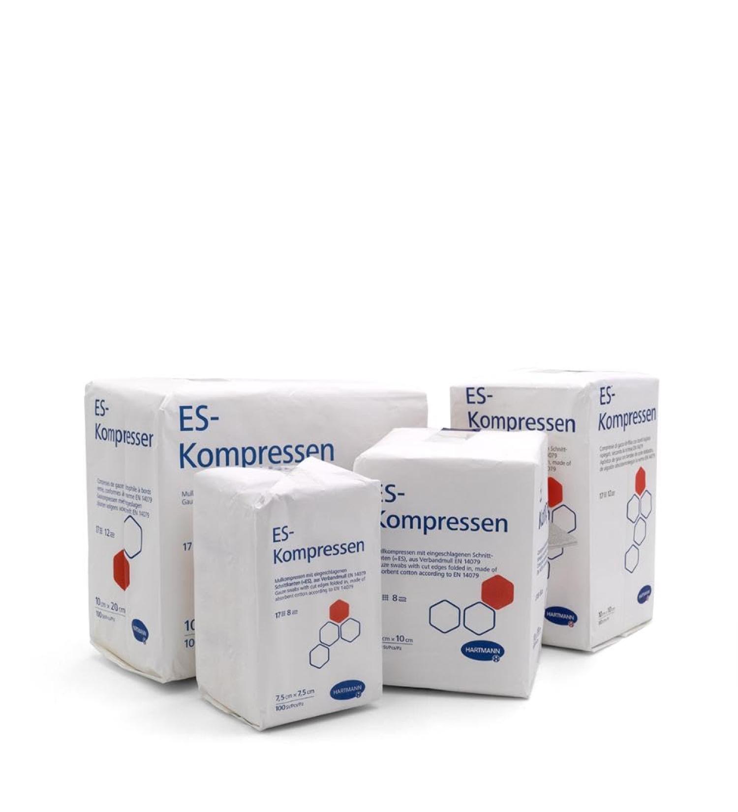 ES compresses non-sterile 7.5x7.5 cm 12-ply 100 pcs small