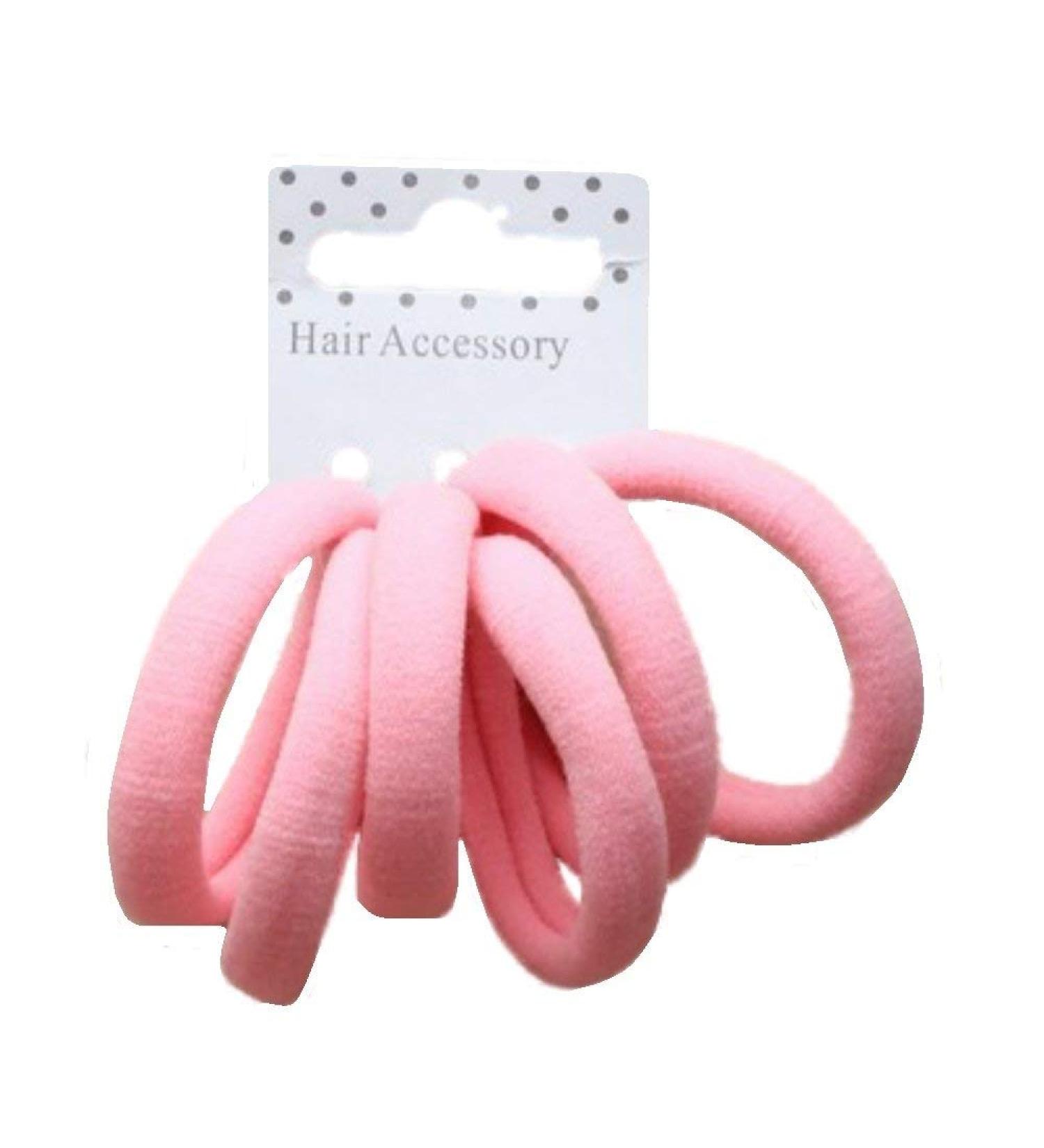 Set of 6 Pink Soft Jersey Endless Hair Elastics Bobbles Bands Baby Pink 6 Count (Pack of 1)