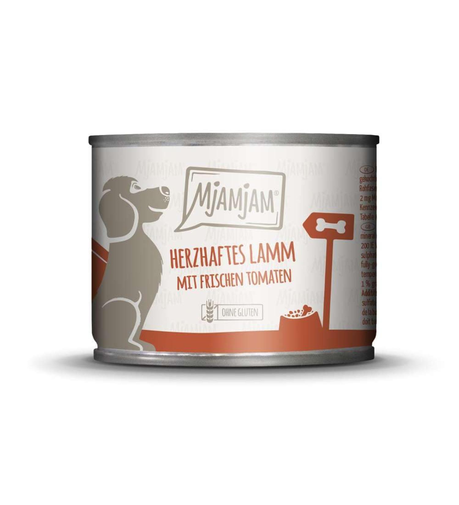 MjAMjAM - Premium Wet Dog Food - Juicy Lamb on Boiled Rice with Fresh Tomatoes and Chia Seeds, 1 Pack (1 x 200 g), Grain Free with Extra Meat
