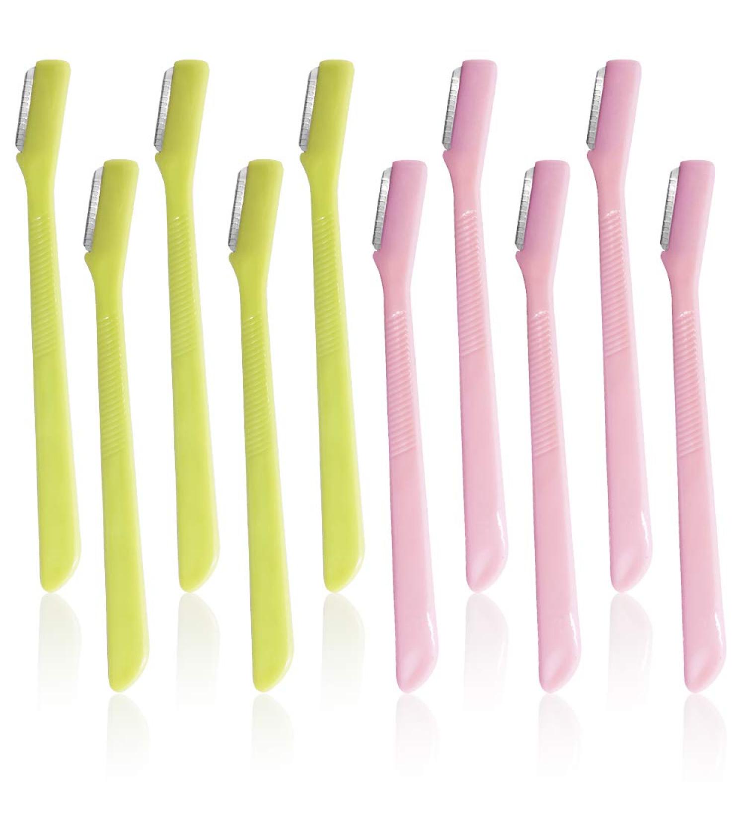 10 Pack Eyebrow Razor Extra Precision Facial Hair Remover - SourceTon Pink/Green Exfoliating Tool for Men & Women - Buy Online on GoSupps.com