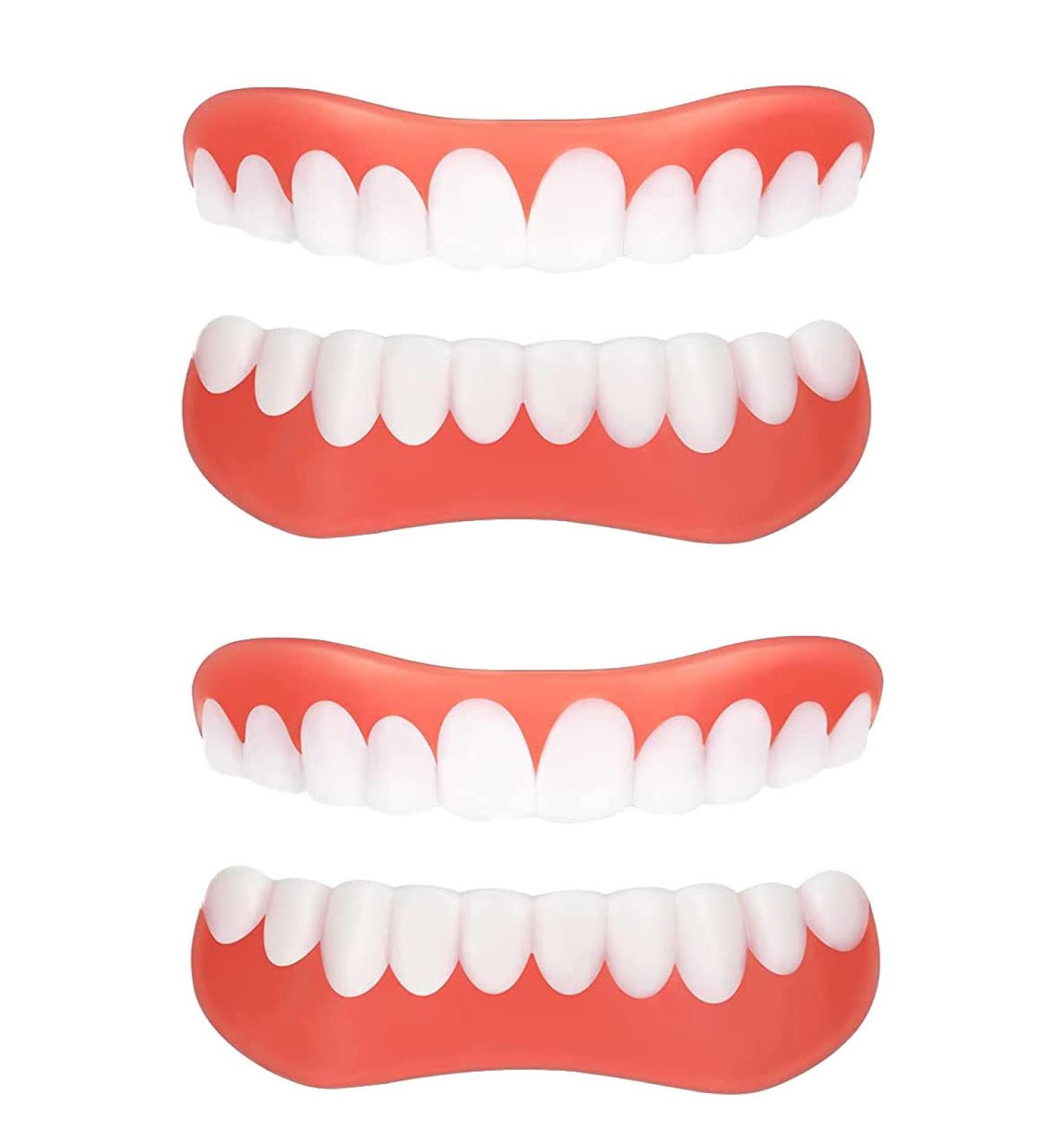 Shop Gimly 2 Pairs of False Teeth Veneers - Natural Dental Repair for Upper & Lower Jaw | White Dentures for Men & Women - Buy Online on GoSupps.com