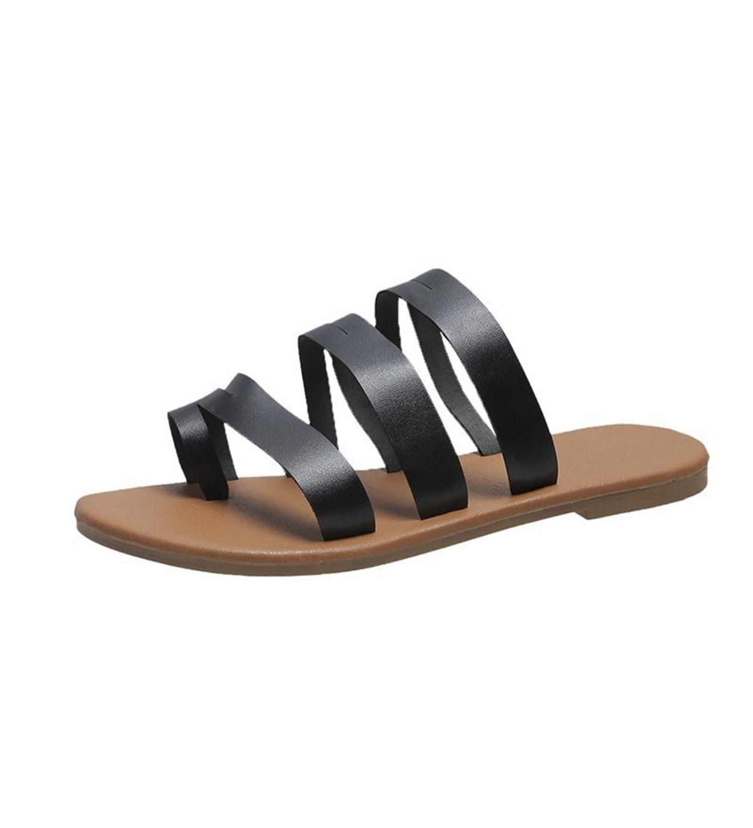 Bunion Corrector Sandals for Women - Orthopedic Toe Ring Sandals for Bunions - Comfortable Flat Sole Open Toe Sandals in Black (Size 8) - Buy Online on GoSupps.com