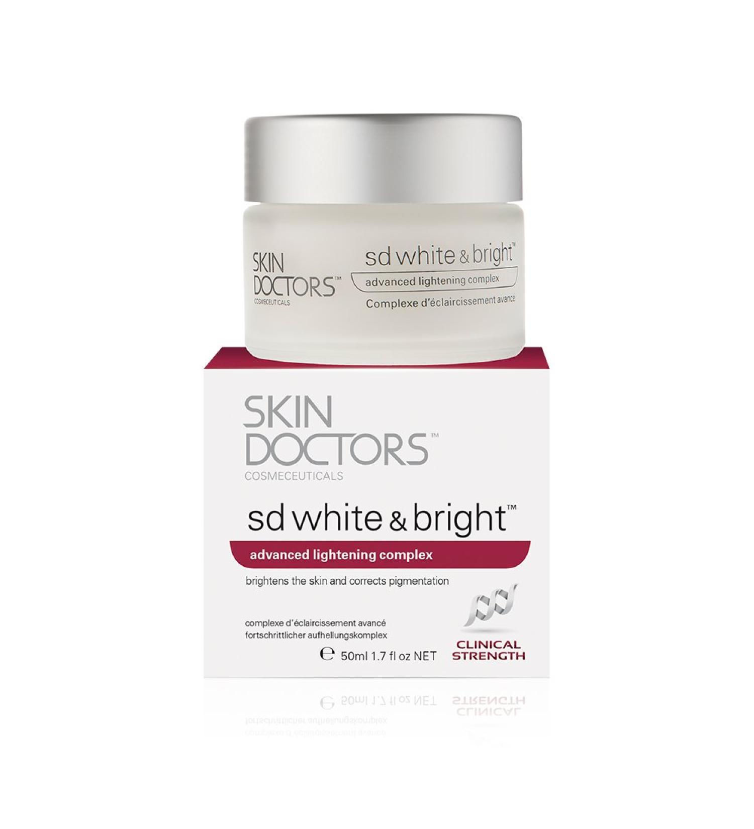 Skin Doctors SD White & Bright Even Skin Tone Brighter Looking Skin Visible reduction in Pigmentation Freckles Age Spots & Surface Blemishes. helps with Skin Firmness and Moisturisation - 50ml - Buy Online on GoSupps.com