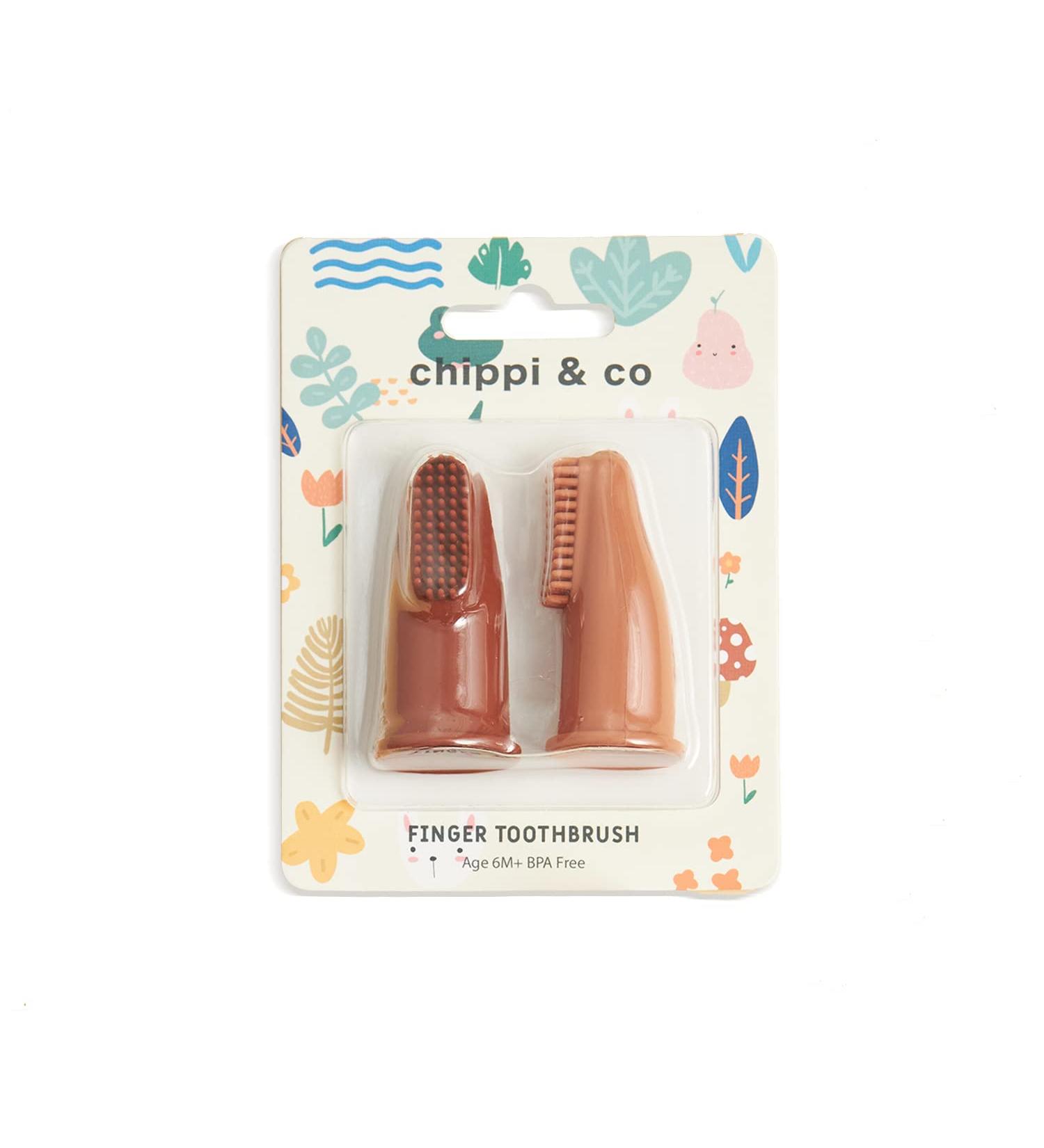 Baby Silicone Finger Toothbrush | BPA Free Dental Care for Newborn | Sensory Development Toy | Choco Color - Buy Online on GoSupps.com