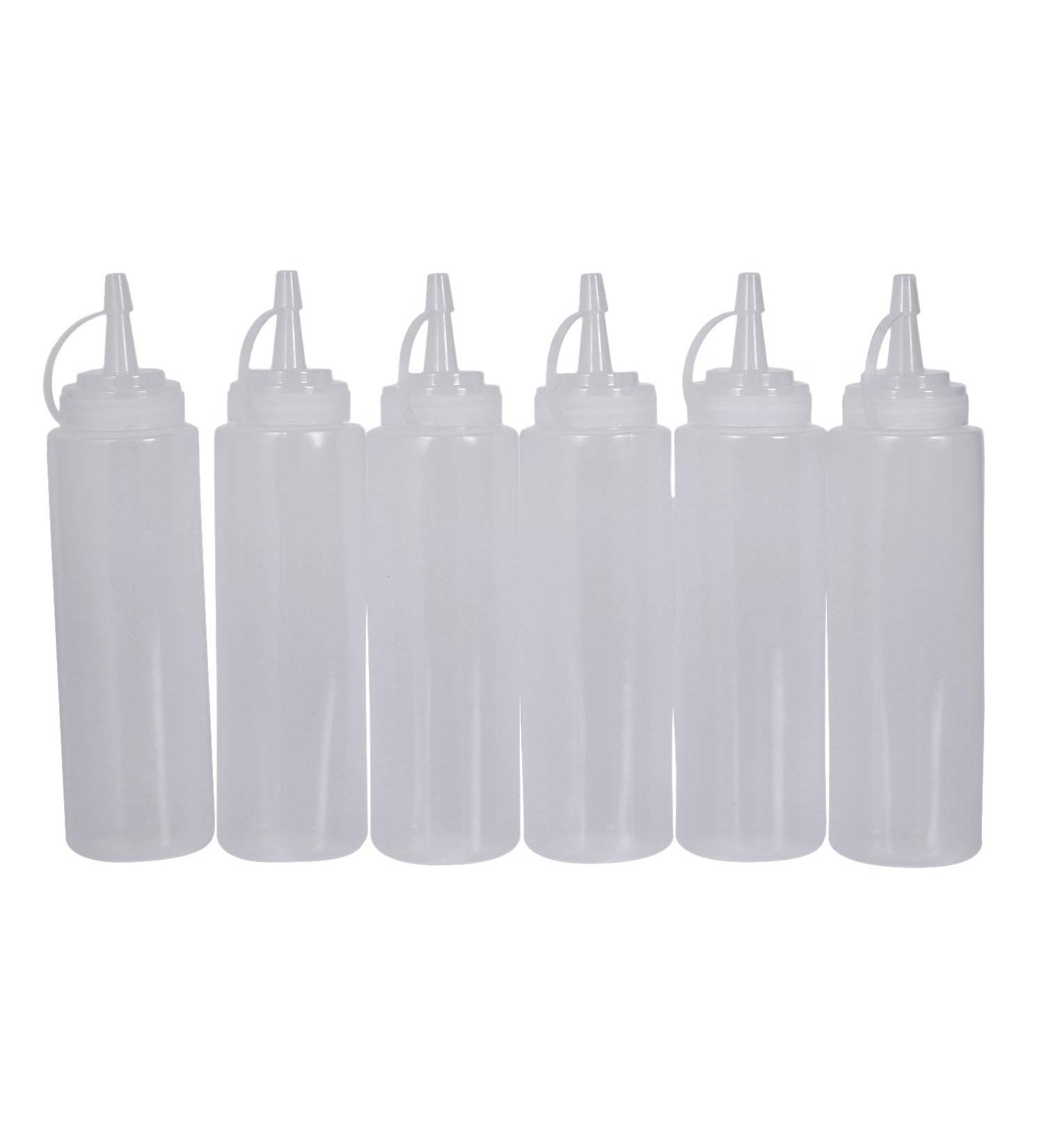 Nicfaky 6 x Clear White Plastic Squeeze Sauce Ketchup Cruet Bottles 8oz - Buy Online on GoSupps.com