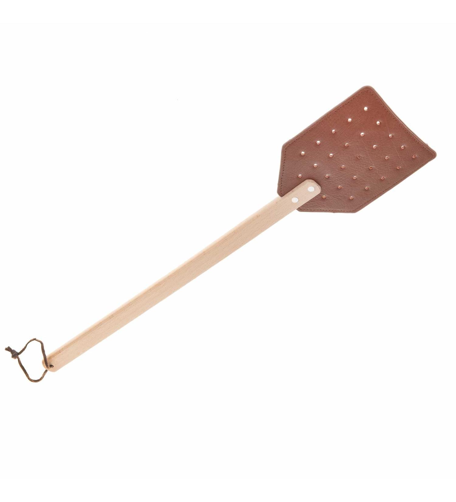 SIDCO Leather Fly Swatter with lo Leather Strap - XXL Wooden Fly Killer - 1 Piece for Effective Pest Control - Buy Online on GoSupps.com