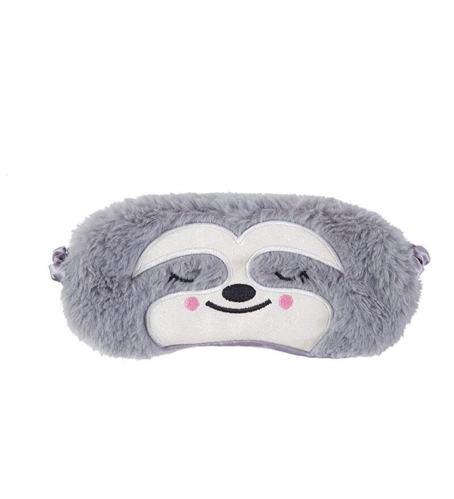 Cute Sloth Sleeping Mask | Soft Fluffy Plush Blindfold for Kids & Adults | Funny Novelty Animal Eye Cover for Night Nap, Travel, Meditation - Buy Online on GoSupps.com