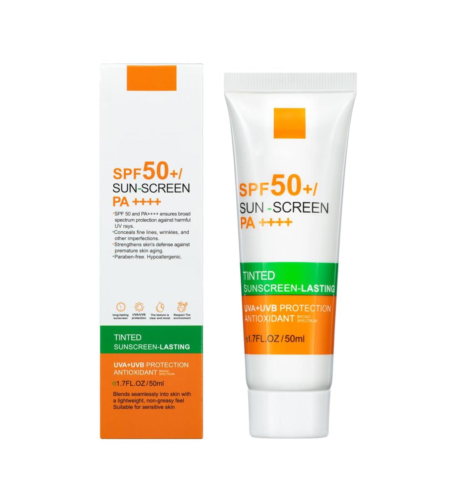 Hydrating SPF 50 Mineral Sunscreen for Face & Body | Tinted Sunblock with Hyaluronic Acid & Vitamin E - All Skin Types (1PCS - Buy Online on GoSupps.com