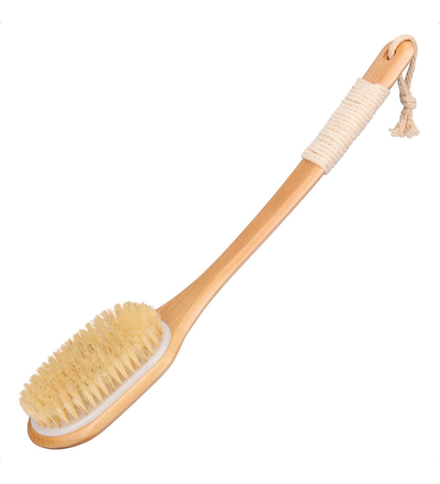 Saunnihen 44.5cm Long Wooden Back Brush - Natural Bristles for Body Exfoliation & Cellulite Removal | International Shipping Available - Buy Online on GoSupps.com