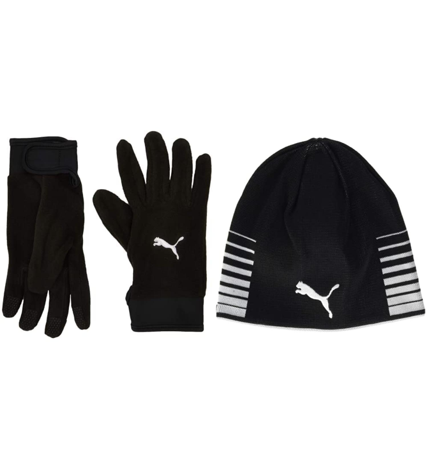 PUMA teamLIGA 21 Winter Gloves & Reversible Beanie Hat - Black ML Bundle - International Shipping Available - Buy Online on GoSupps.com