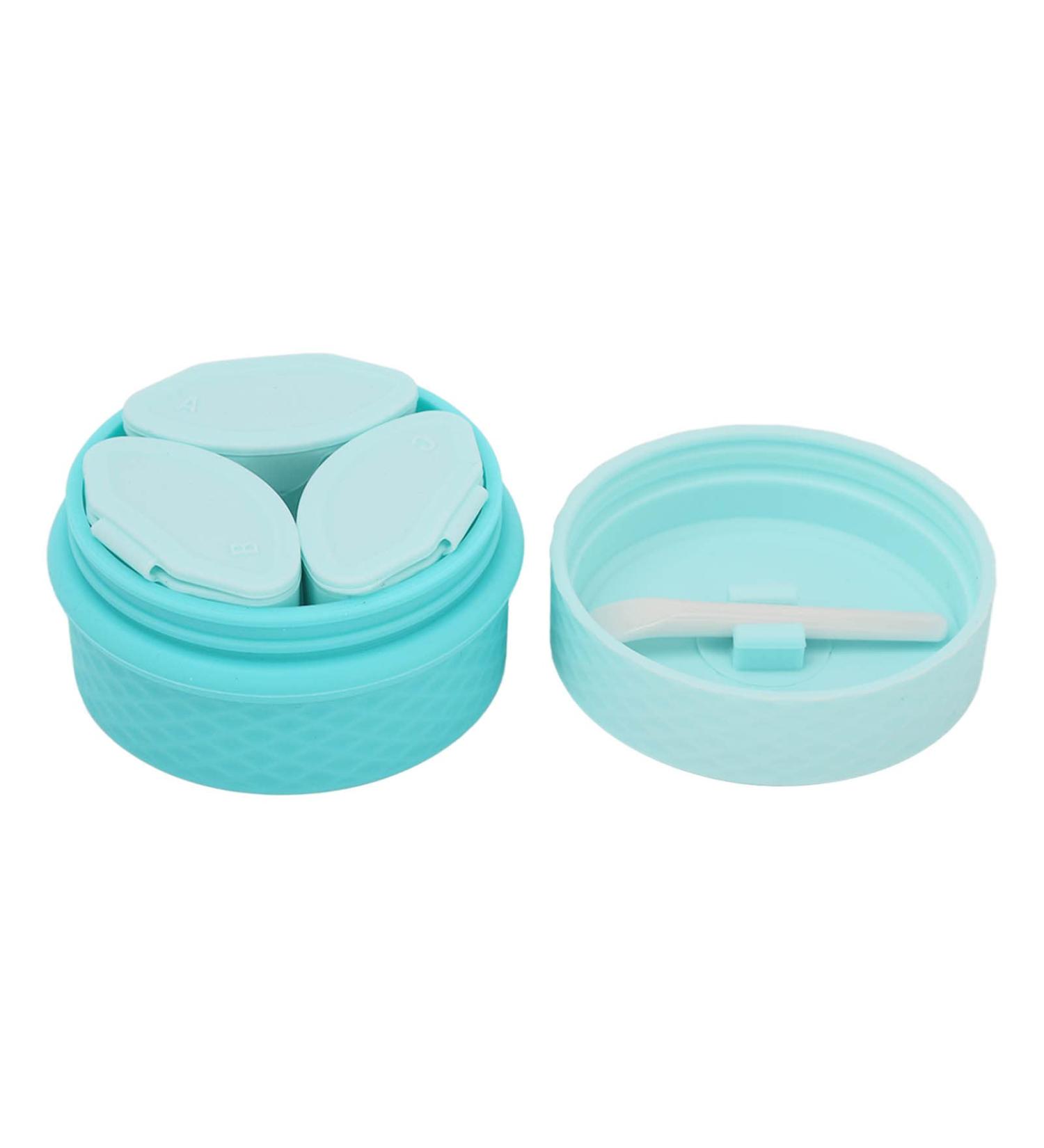 Leakproof Silicone Cream Jars Travel Set with Sealed Lids Spoon for Toiletries Refillable Containers for Hair Clips Pills - Blue - Buy Online on GoSupps.com