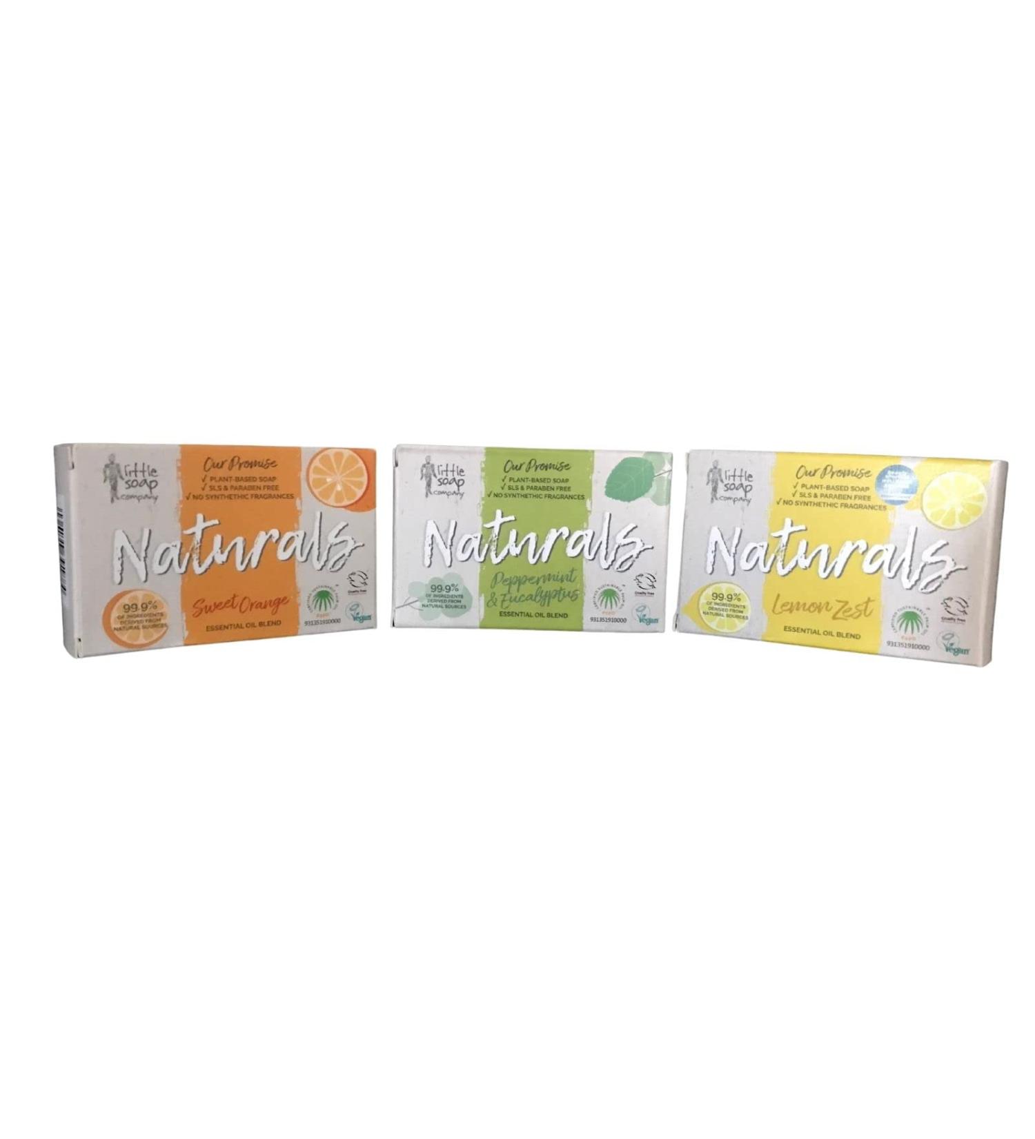 Bundle of 3 Soaps 1 Sweet Orange (100g) 1 Lemon Zest (100g) and 1 Peppermint & Eucalyptus (100g) - Buy Online on GoSupps.com