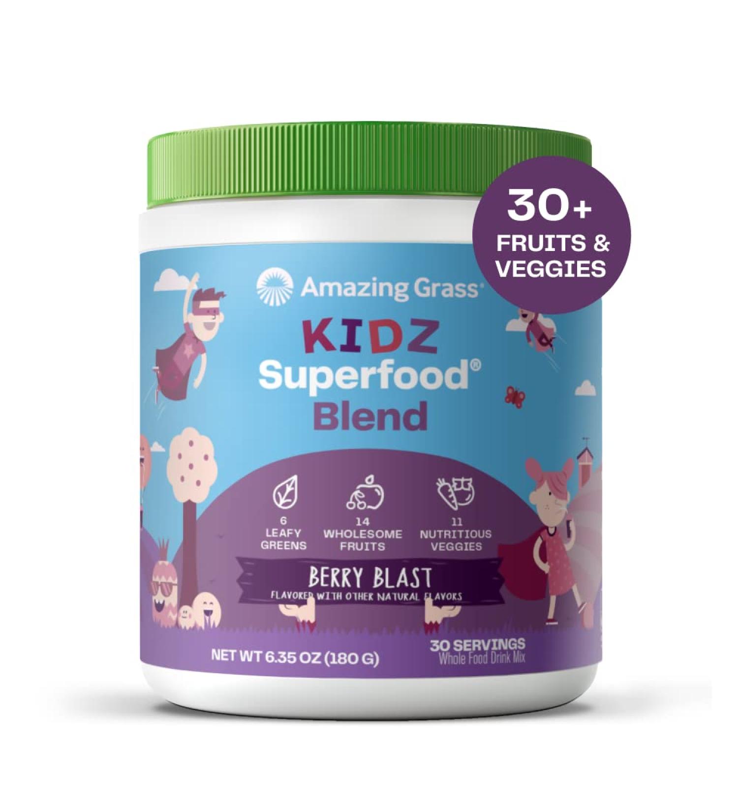 Amazing Grass Kidz Superfood Berry Blast 6.35 oz â€“ Nutrient-Rich Kids' Supplement - Buy Online on GoSupps.com