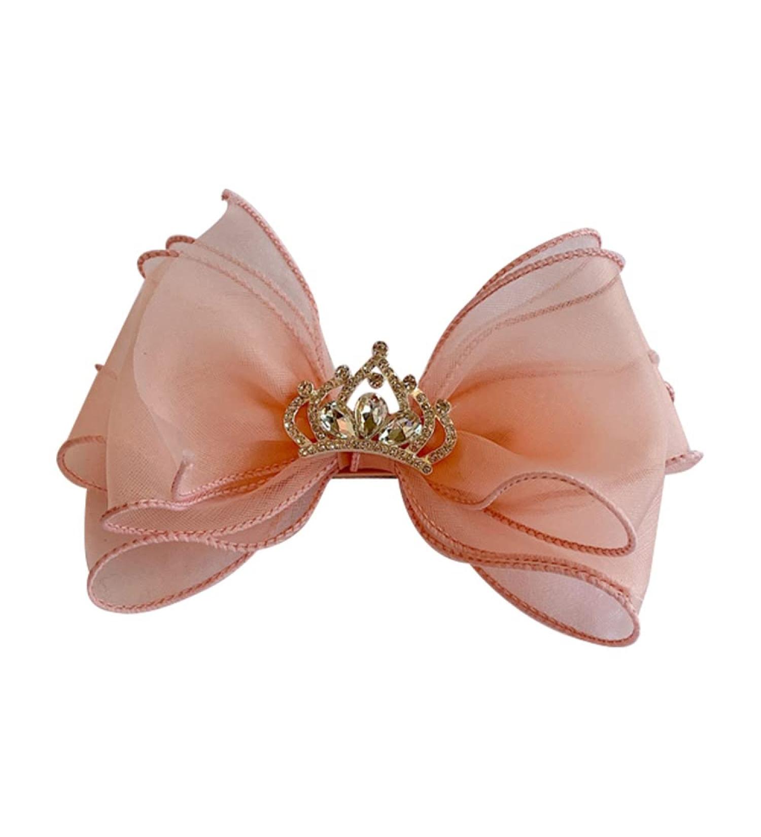 FEIFEI'S BOW Princess Chiffon Diamond Crown Unicorn Hair Clip for Baby Girls - Pale Pink - Buy Online on GoSupps.com