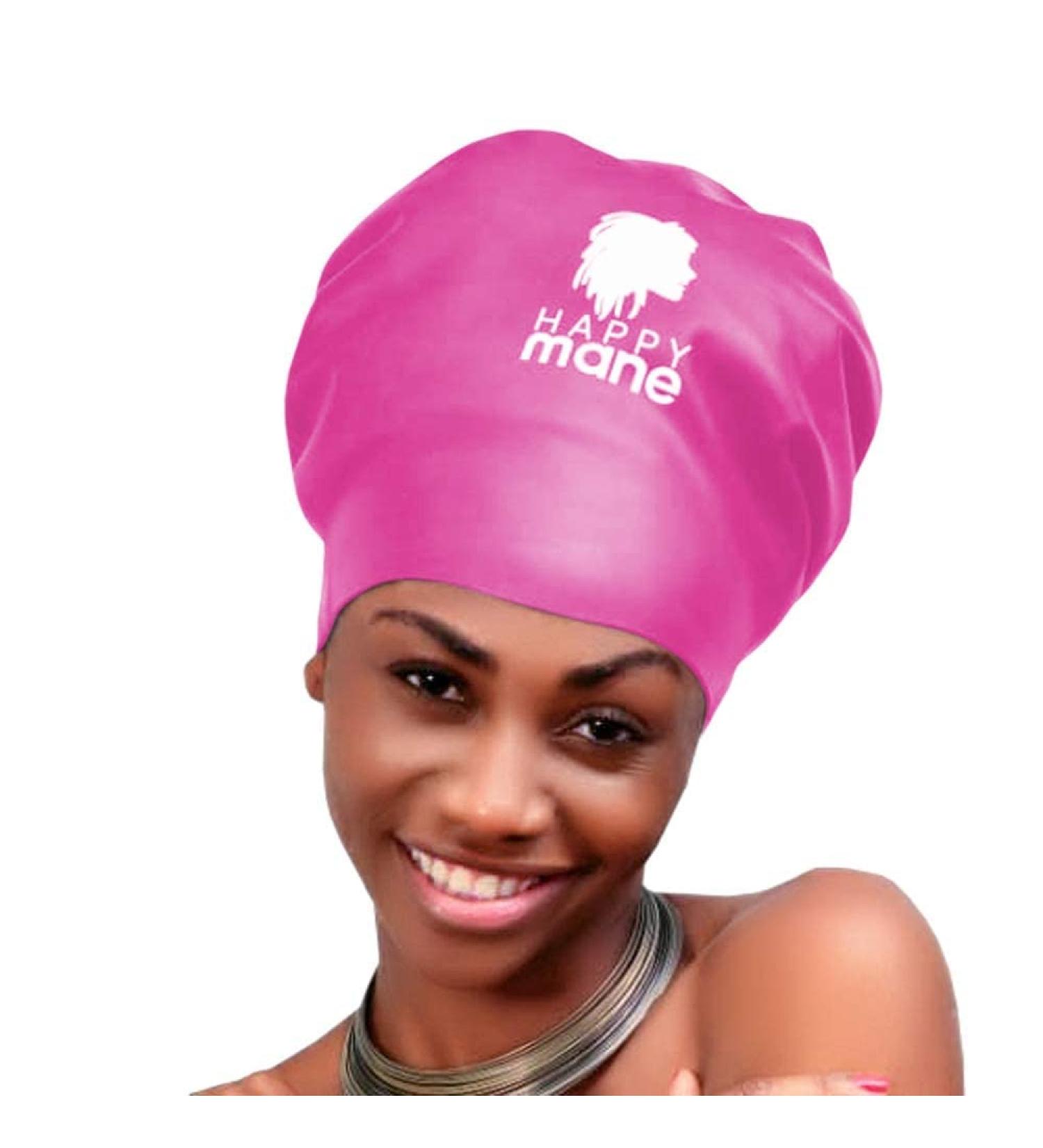 Happy Mane Silicone Swim Cap for Braids & Dreadlocks - Waterproof Cap for Long Curly Hair - Ideal for Women Teens & Kids - Rose Color - Buy Online on GoSupps.com