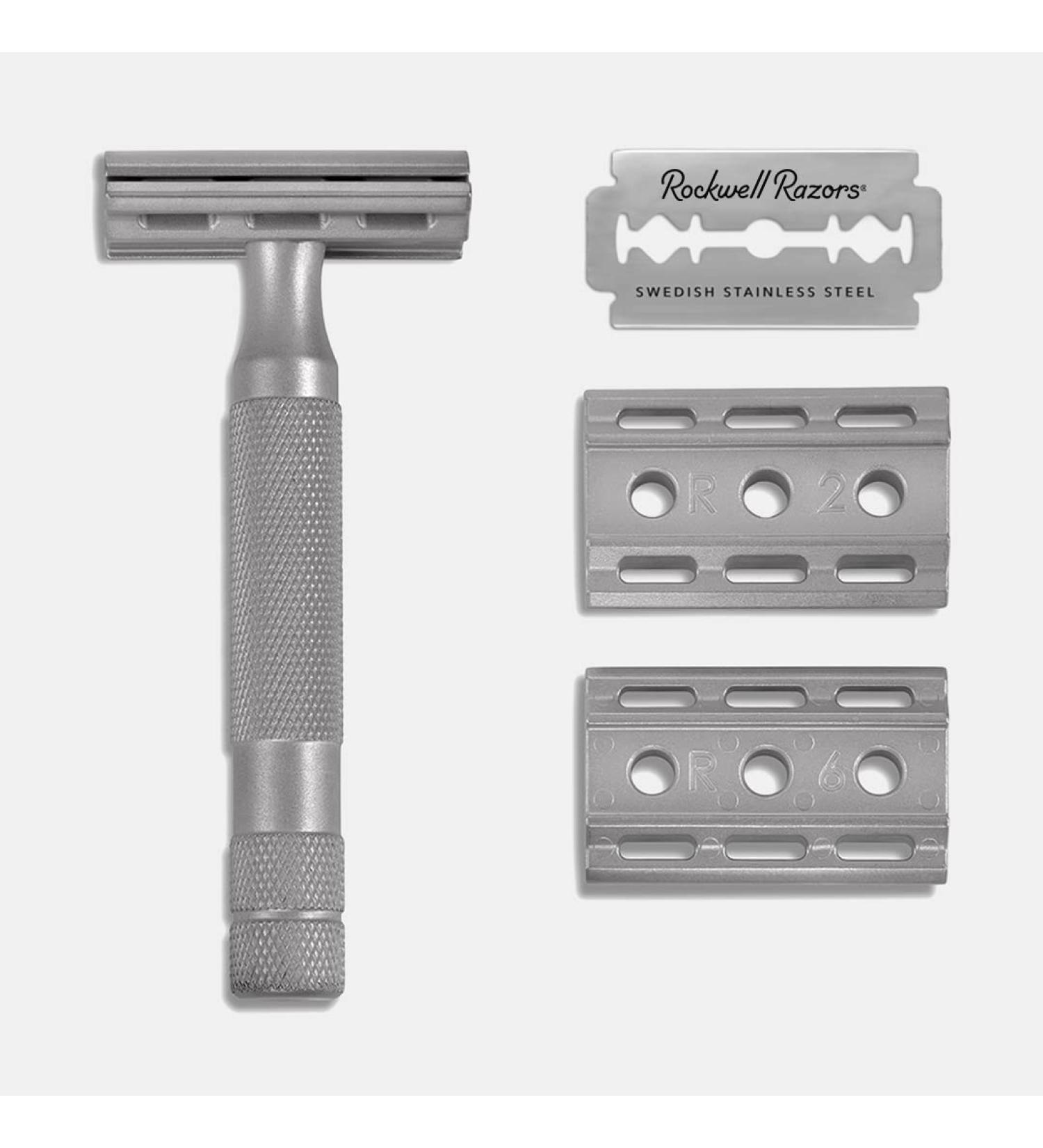 ROCKWELL RAZORS 6S Stainless Steel Double-Edge Safety Razor - 6 Adjustable Shave Settings, 5 Blades - Silver (8 Piece Set) - Buy Online on GoSupps.com