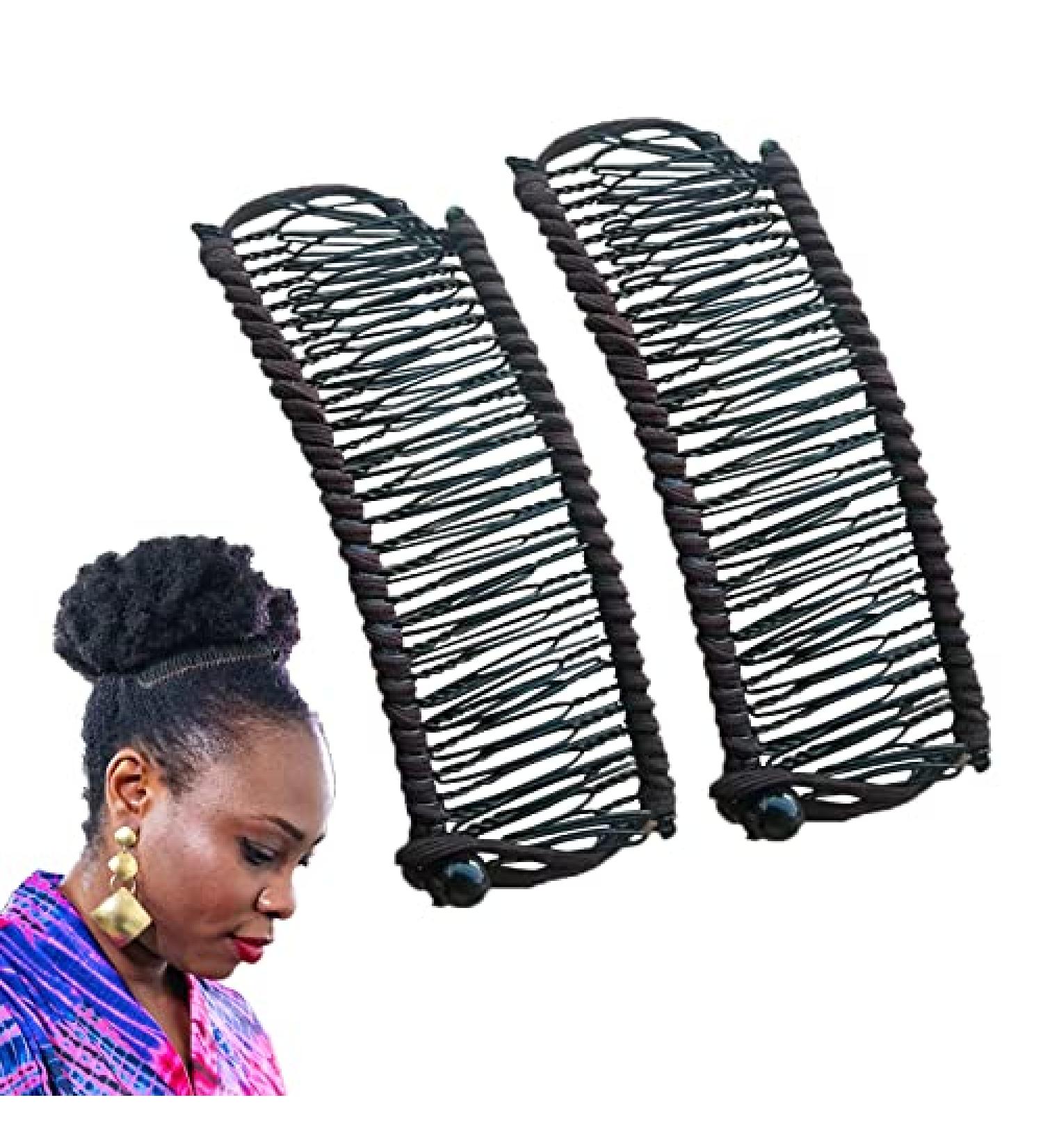 2 PCS Banana Hair Clips Large Size Stretch Banana Clip 30 Teeth Vintage Clincher Combs Non Slip Banana Clip Banana Hair Grips Elastic Banana Hairpin for Women Natural Thick Hair Curly Hair Brown - Buy Online on GoSupps.com