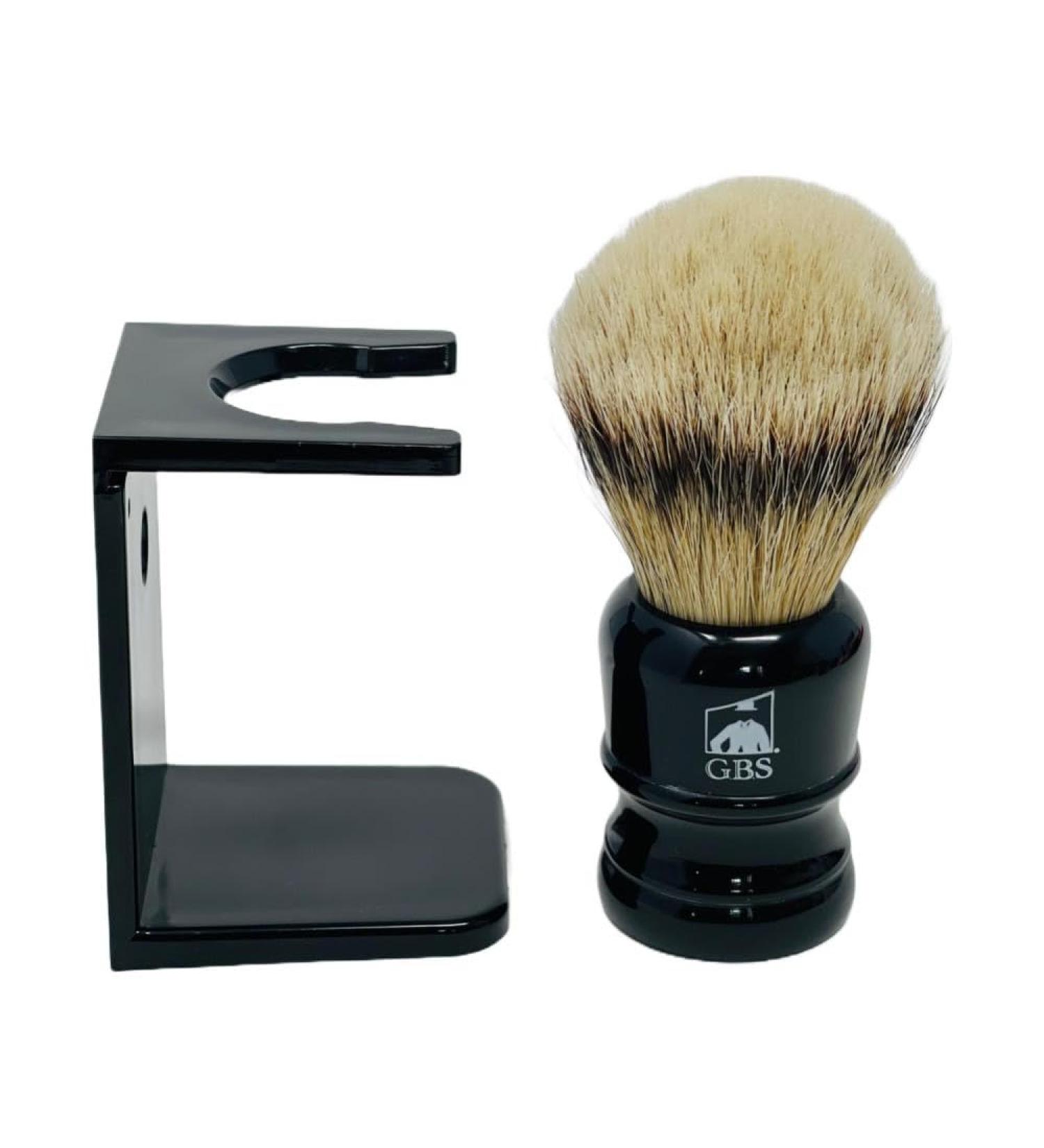 GBS 100% Silvertip Black Handle Badger Shaving Brush + Drip Stand Brush Holder. Ultimate Wet Shaving Experience. Lather with Shave Soap or Shaving Cream. - Buy Online on GoSupps.com