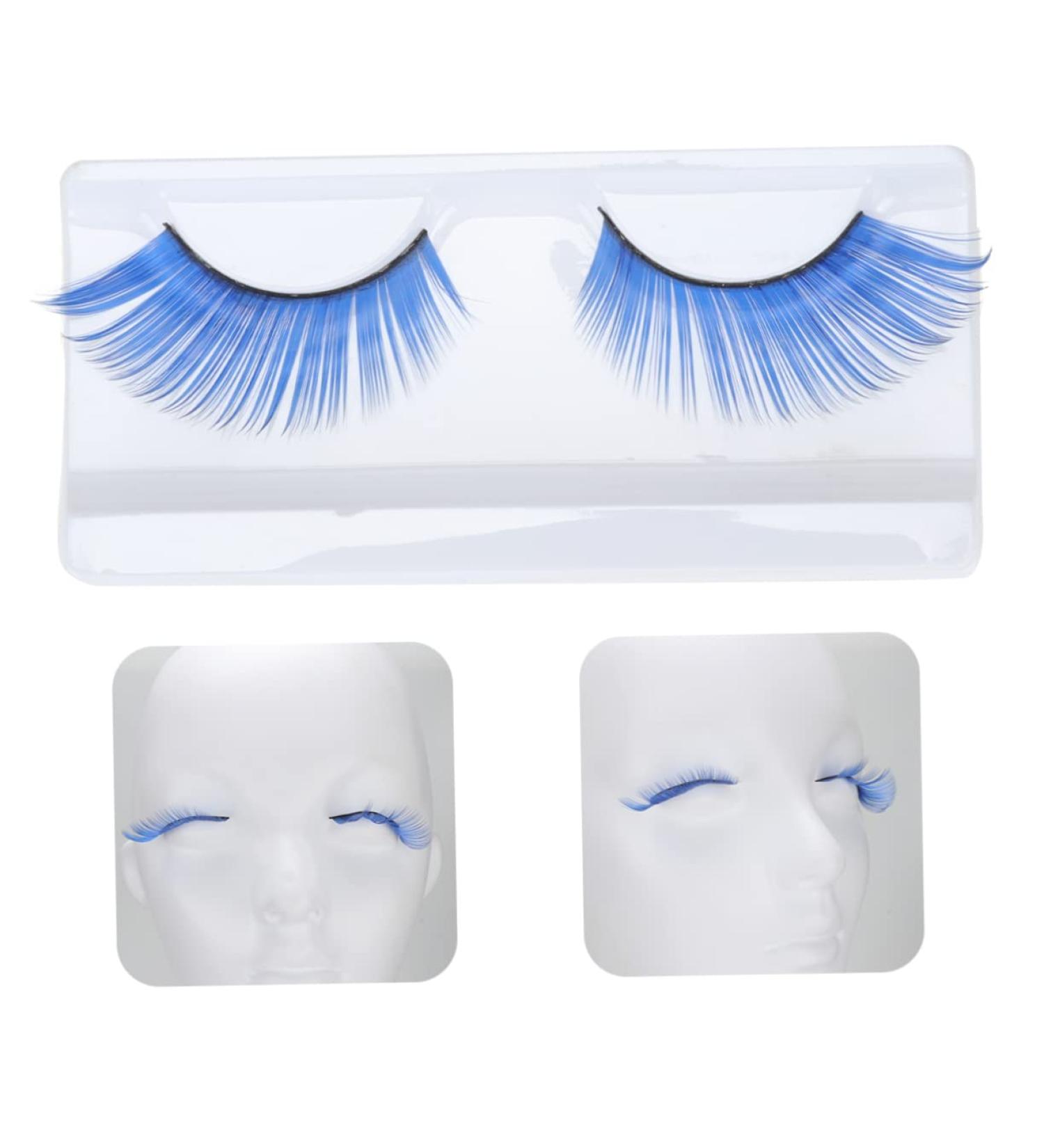 Buy Blue Long Eyelashes - 2 Pairs Halloween Fake Lashes for Stunning Eye Makeup | Perfect for Costumes & Performances - Buy Online on GoSupps.com