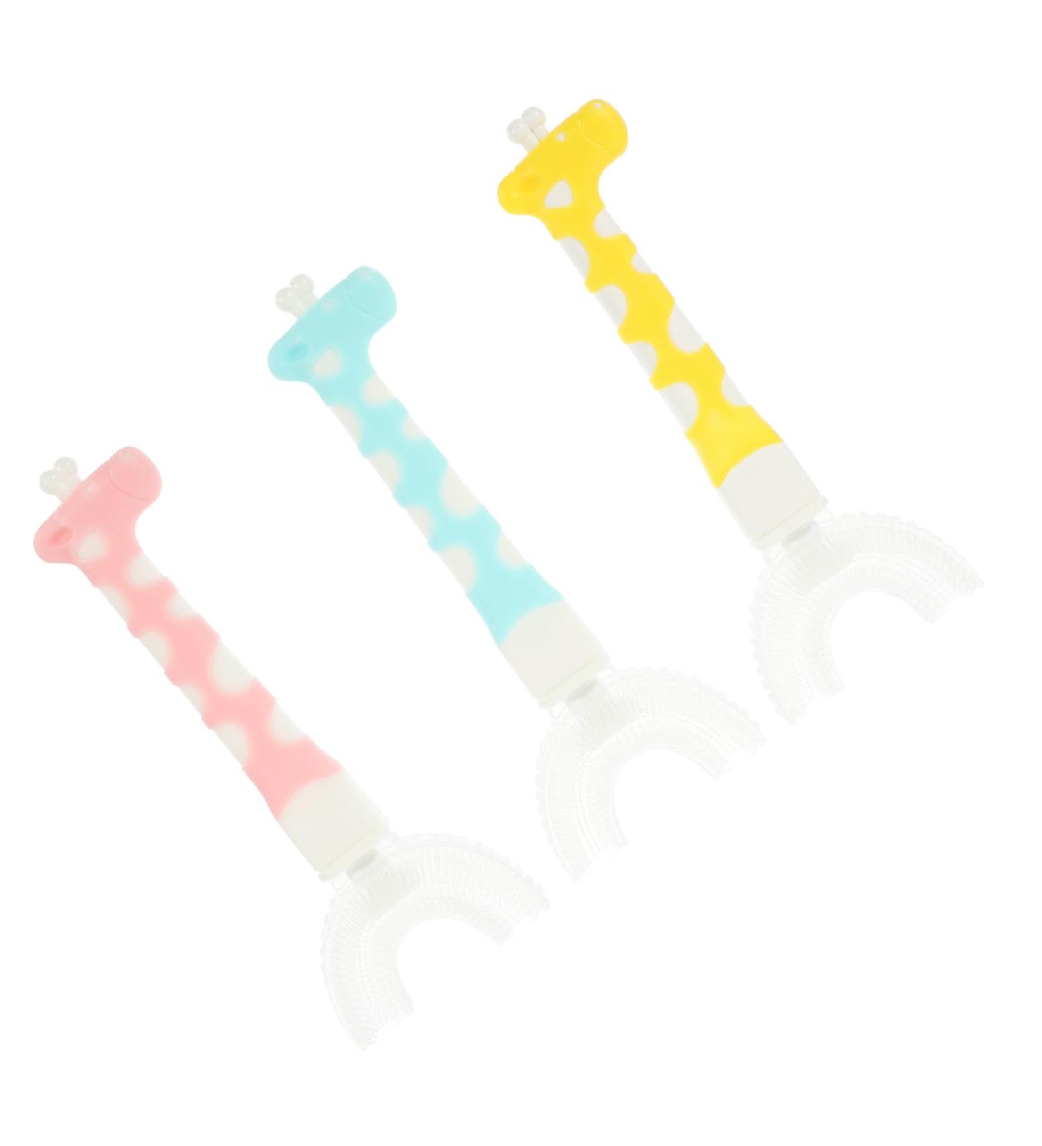 Hapinary 3-St Children's U-Toothbrush | Infant & Kids Training Brush - Manual Mouth Cleaning Tool (1 Pack Sorted Colors) - Buy Online on GoSupps.com