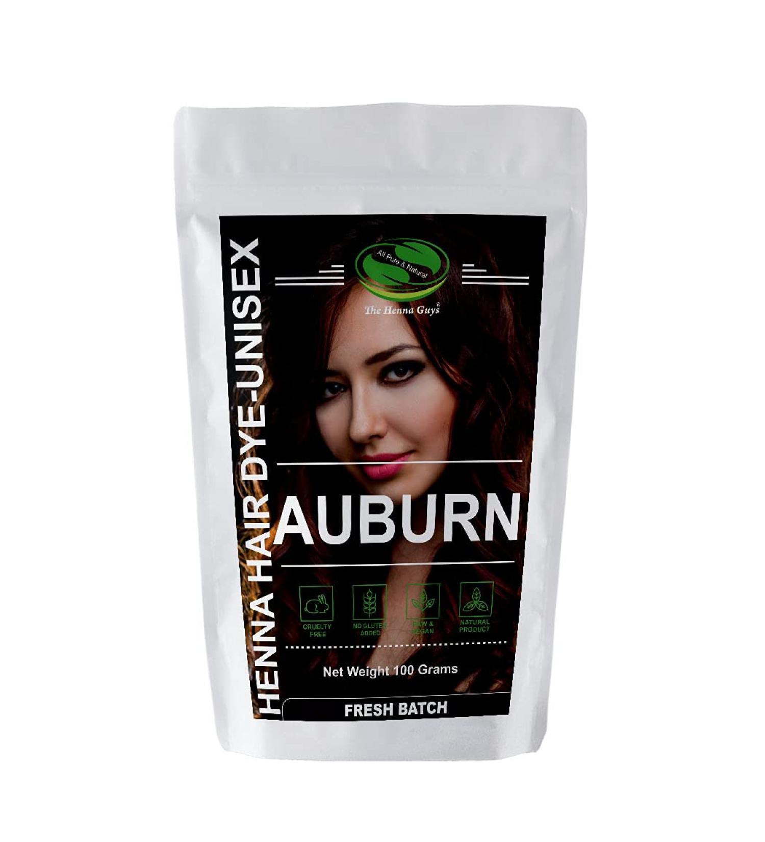 1 Pack Auburn Henna Hair & Beard Color/Dye 100 Grams - Chemicals Free Hair Color - The Henna Guys 3.52 Ounce (Pack of 1) Auburn