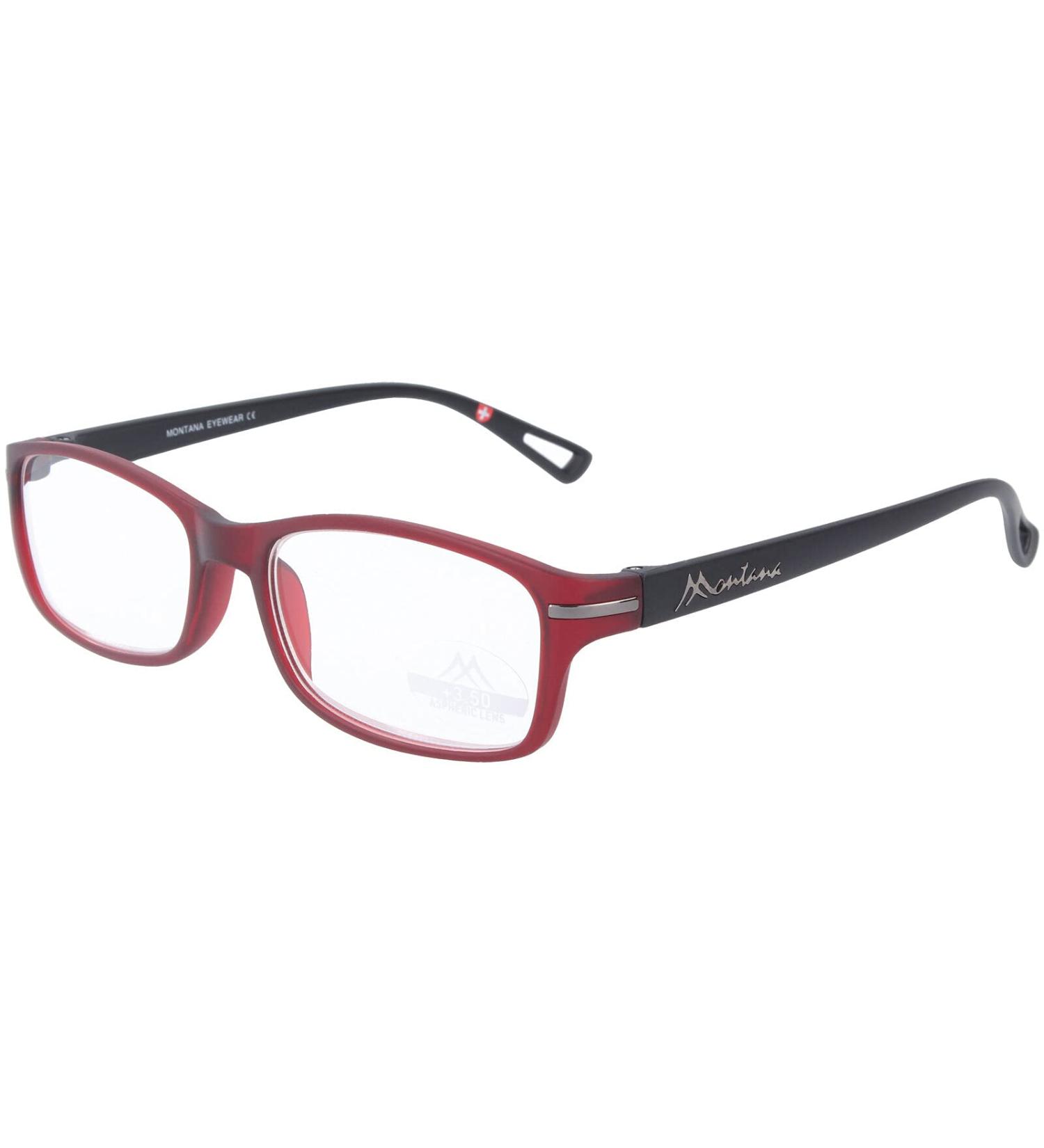 Plastic reading glasses MR76B from Montana Eyewear in red + 2.50 dpt