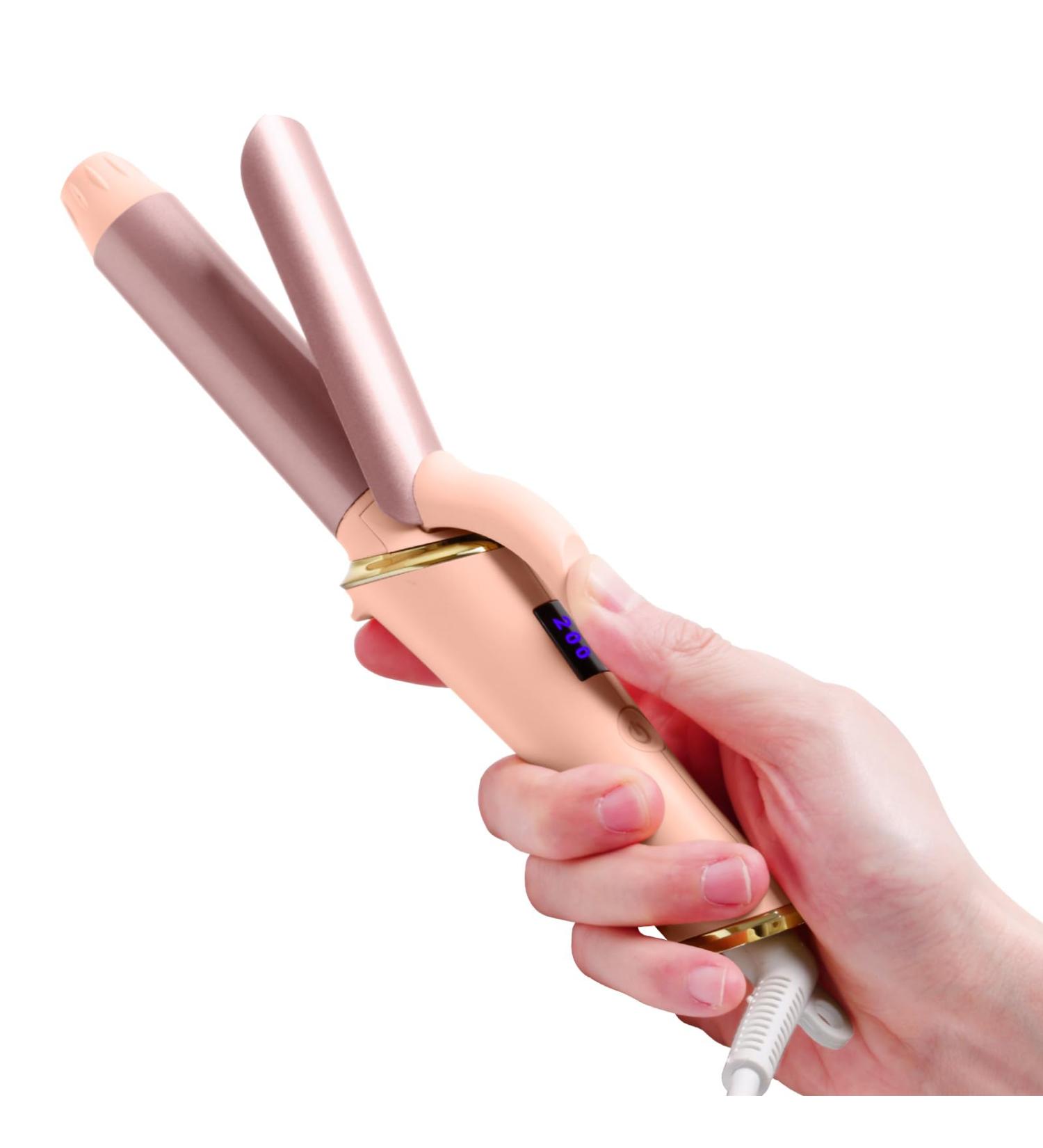 Mini Curling Tongs 25mm - Travel Hair Curler Iron, 5 Temp Settings, LED Display, Dual Voltage - Pink - Buy Online on GoSupps.com