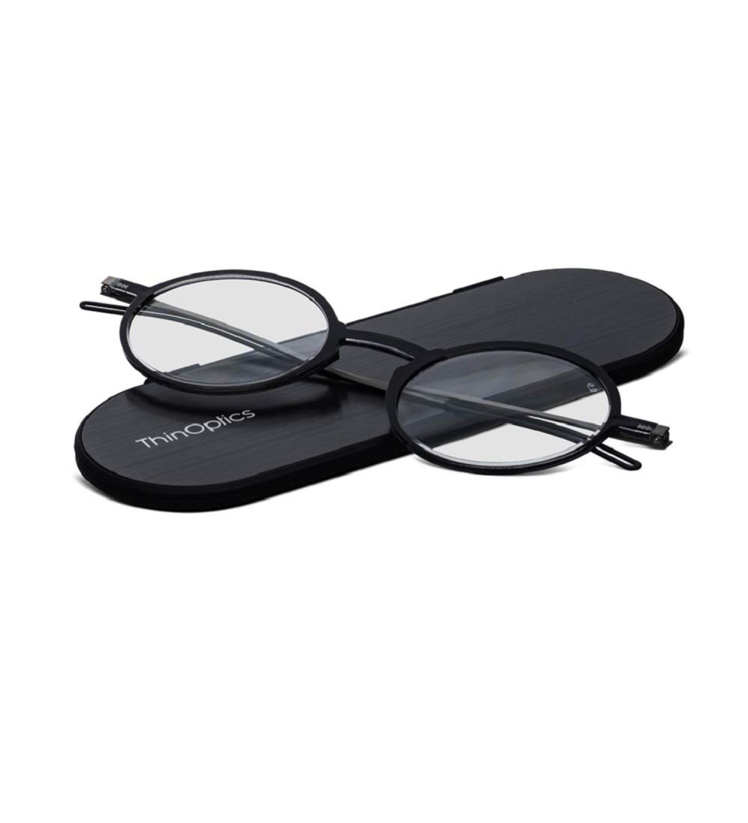 ThinOptics Manhattan Reading Glasses | Milano Aluminum Magnetic Housing | Round Black Frames | 2.50 Strength | Stylish & Portable - Buy Online on GoSupps.com