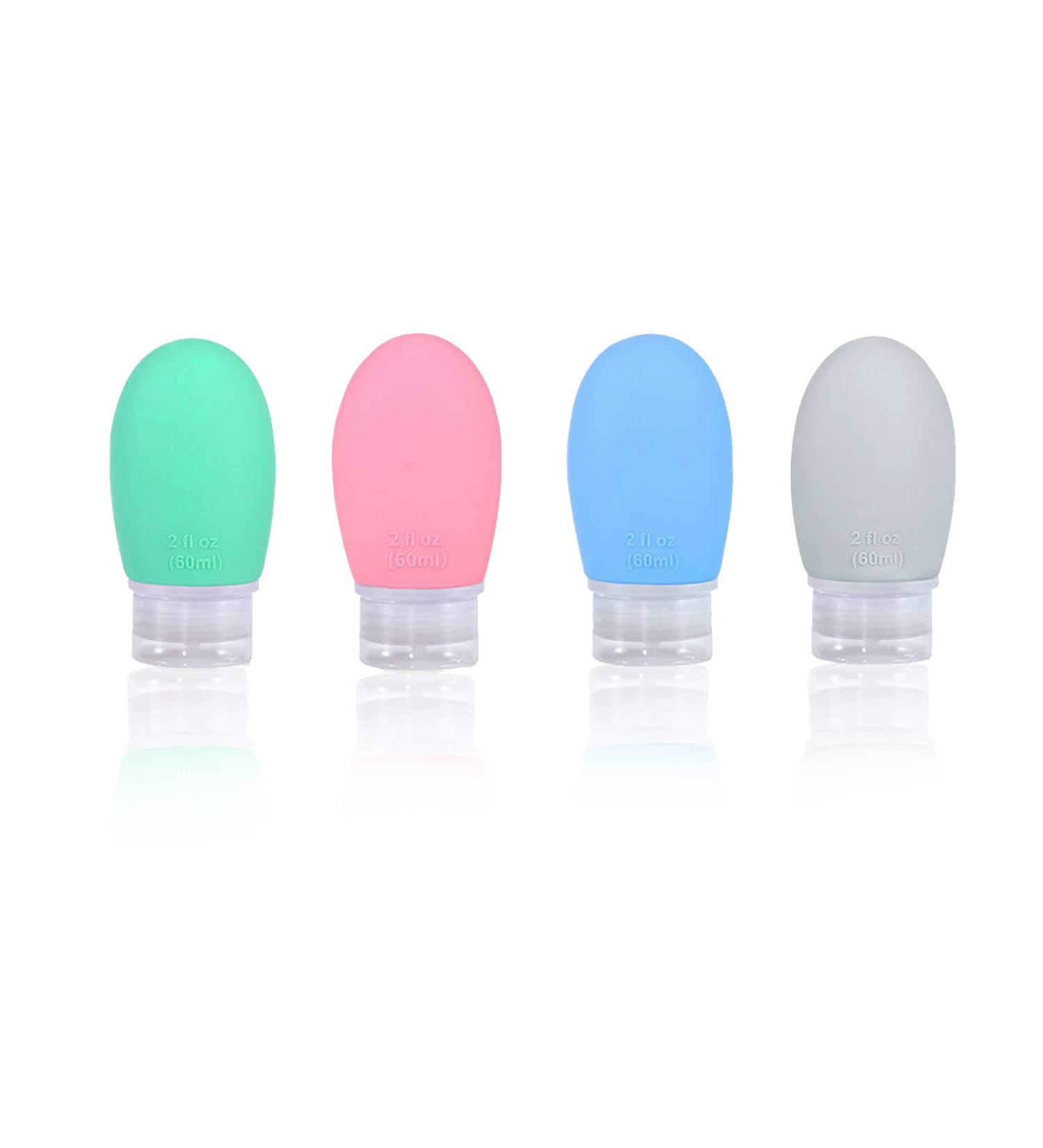 Roseflower 4PCs Silicone Travel Bottles - 60ml Portable Refillable Toiletry Containers for Shampoo & Travel Essentials - Buy Online on GoSupps.com
