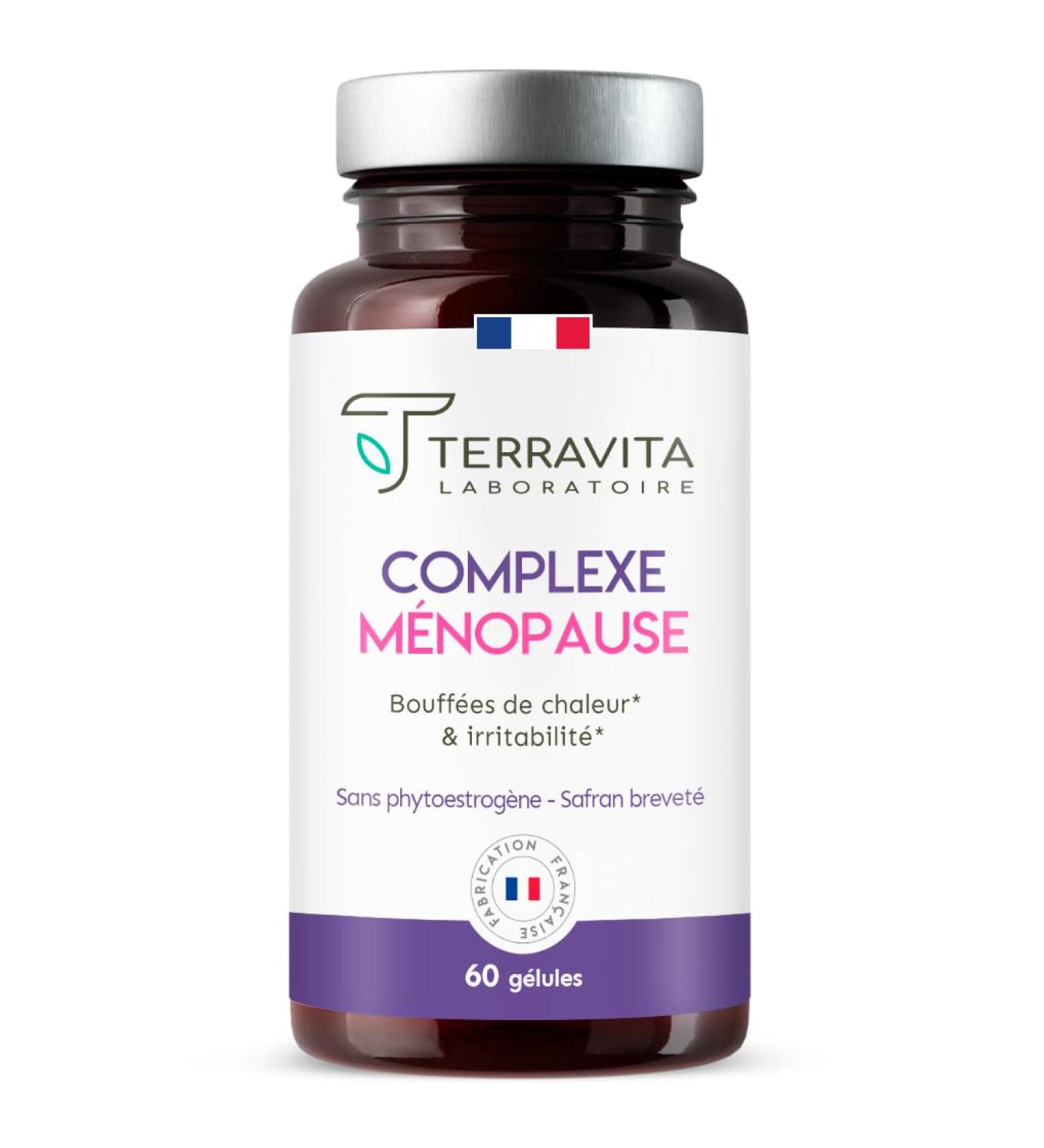 Menopause Complex | Natural Alternative Without Hormones | Hot Flashes Fatigue and Mood Variations | With Pollen and Safr Inside Patented Saffron | 60 Capsules | Made in France | Terravita - Buy Online on GoSupps.com